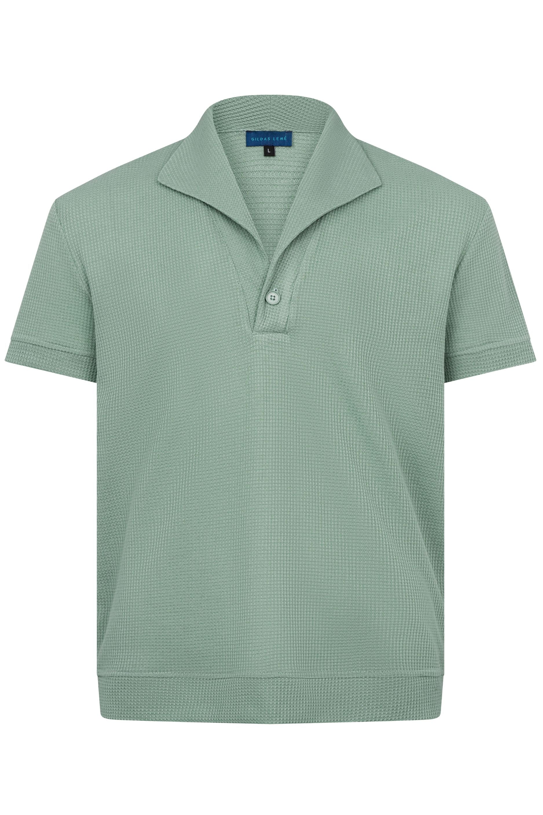 front view of the palma polo shirt mint
