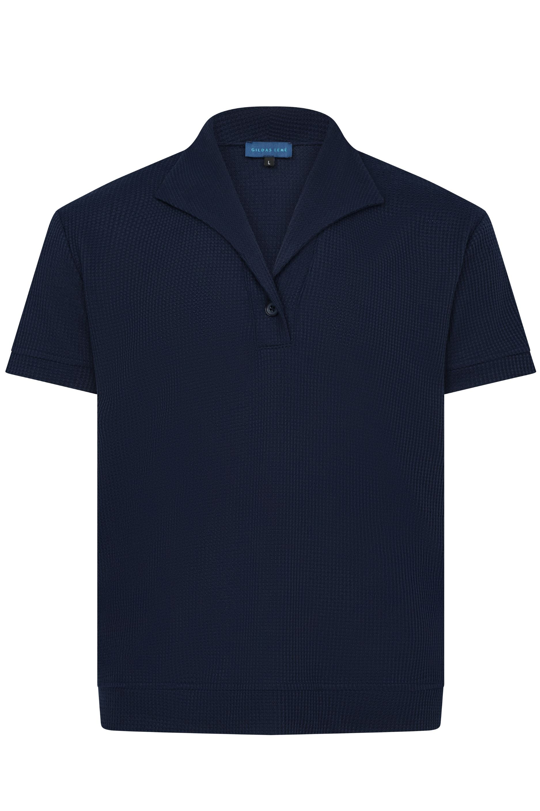front view of the palma polo shirt navy