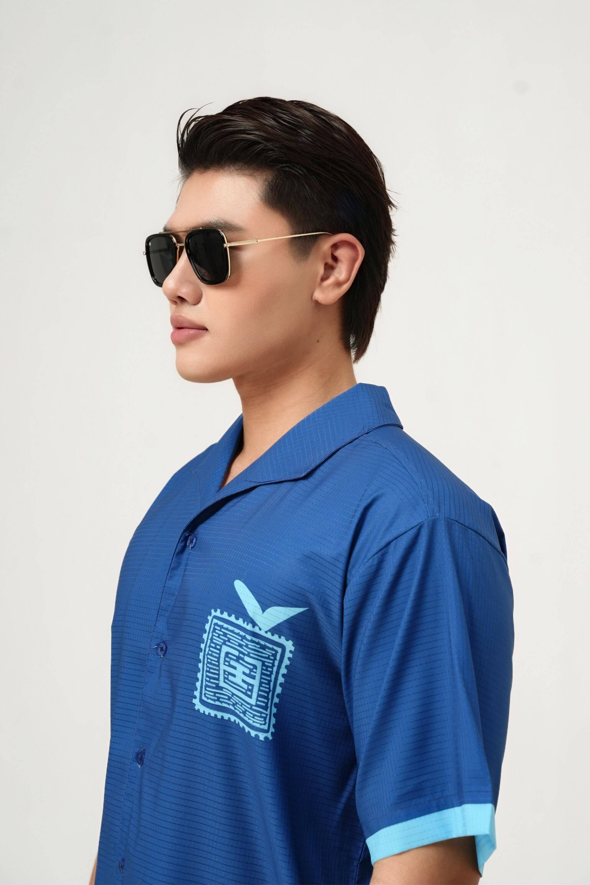 gildas leme metal sunglasses black side view on model #color_black 