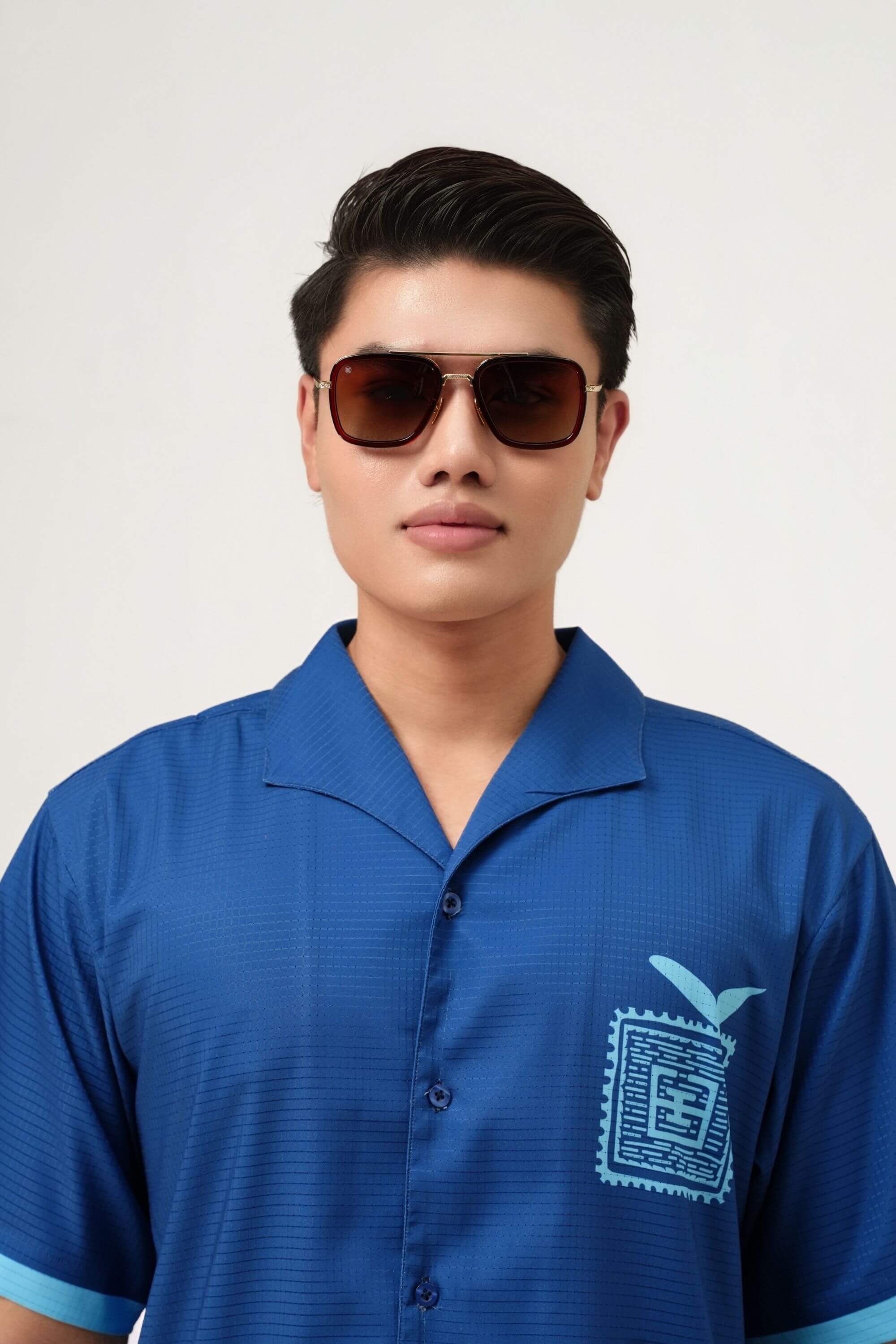 gildas leme metal sunglasses brown front view on model #color_brown