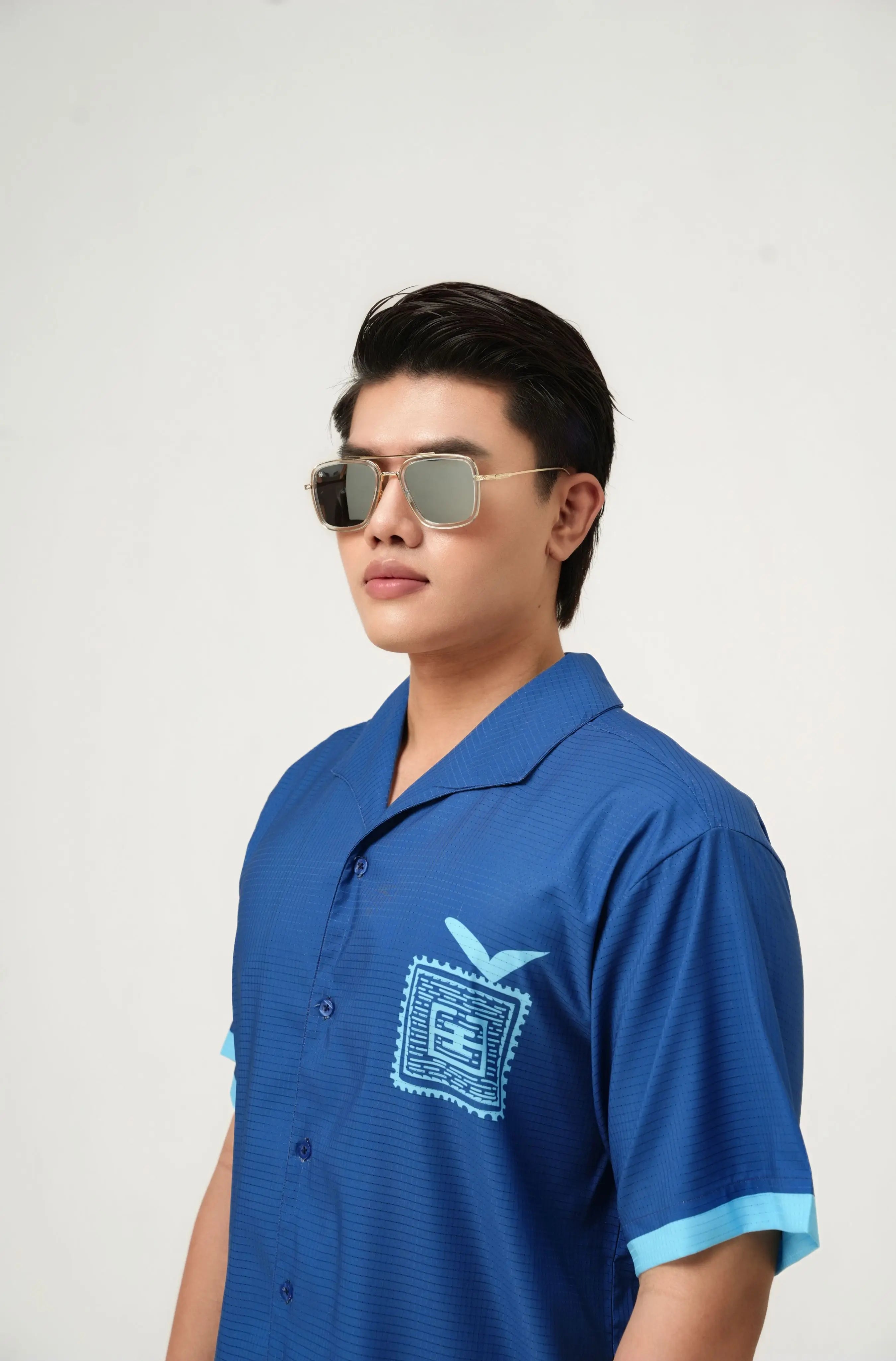 gildas leme metal sunglasses silver side view on model #color_sliver