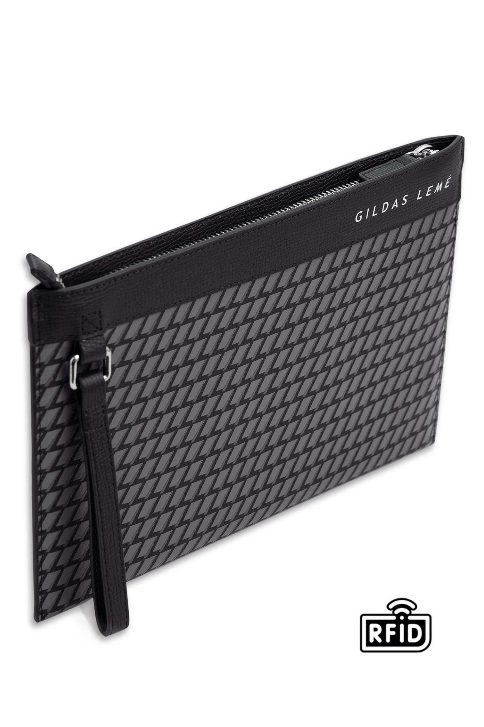 leather clutch bag black view #color_black