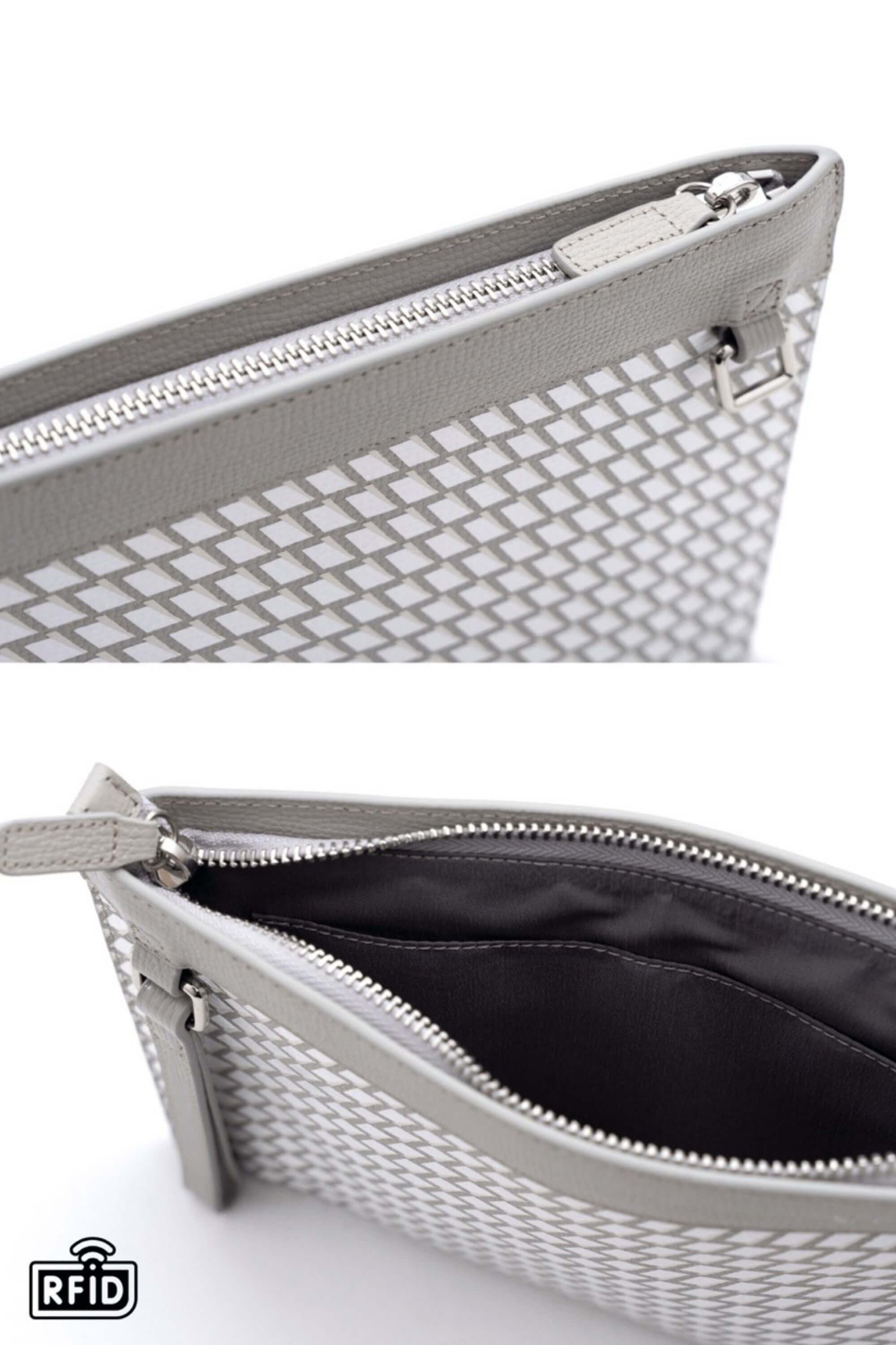 leather clutch bag white details view #color_white