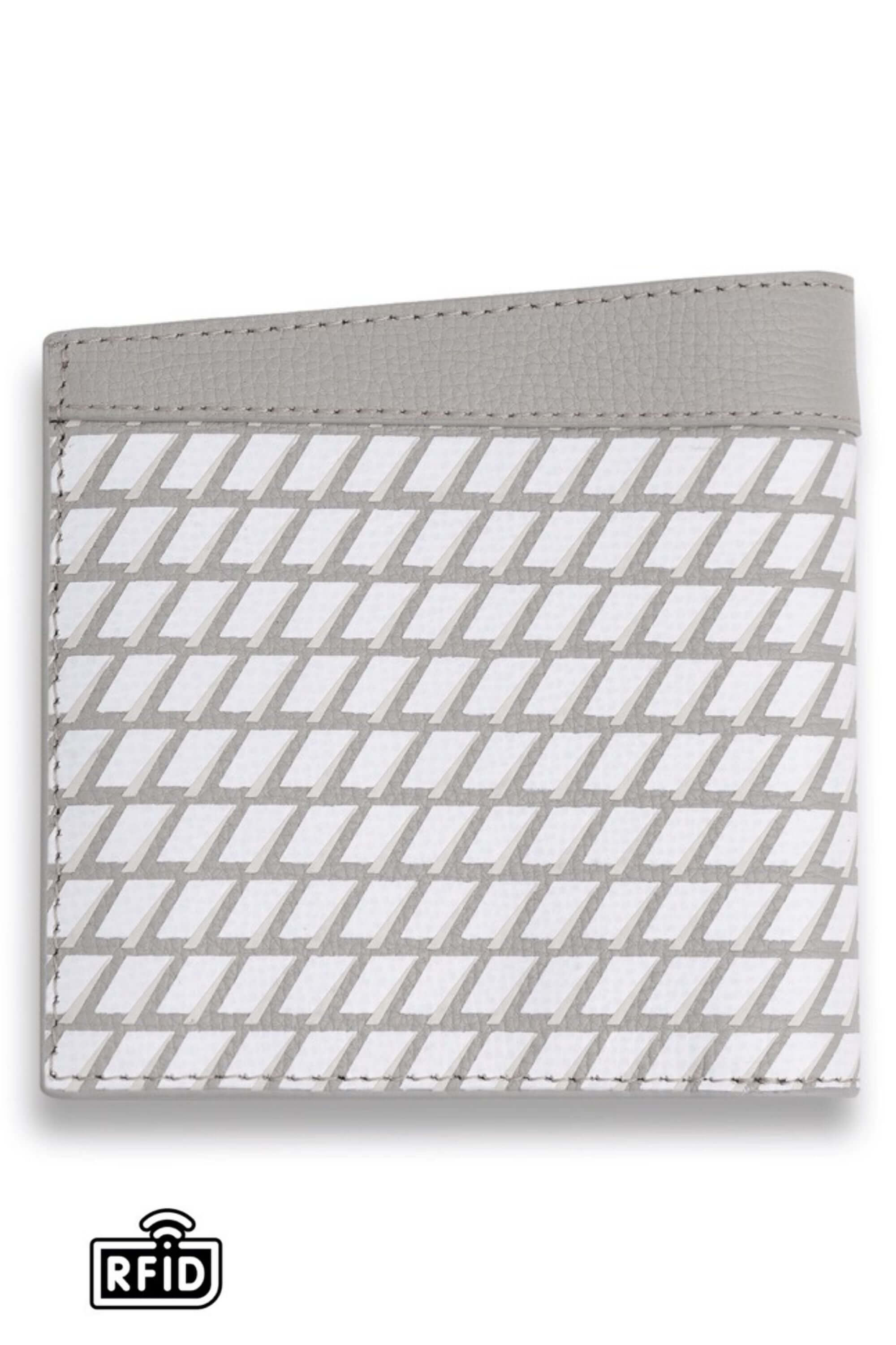 leather bi-fold wallet gray back view #color_gray