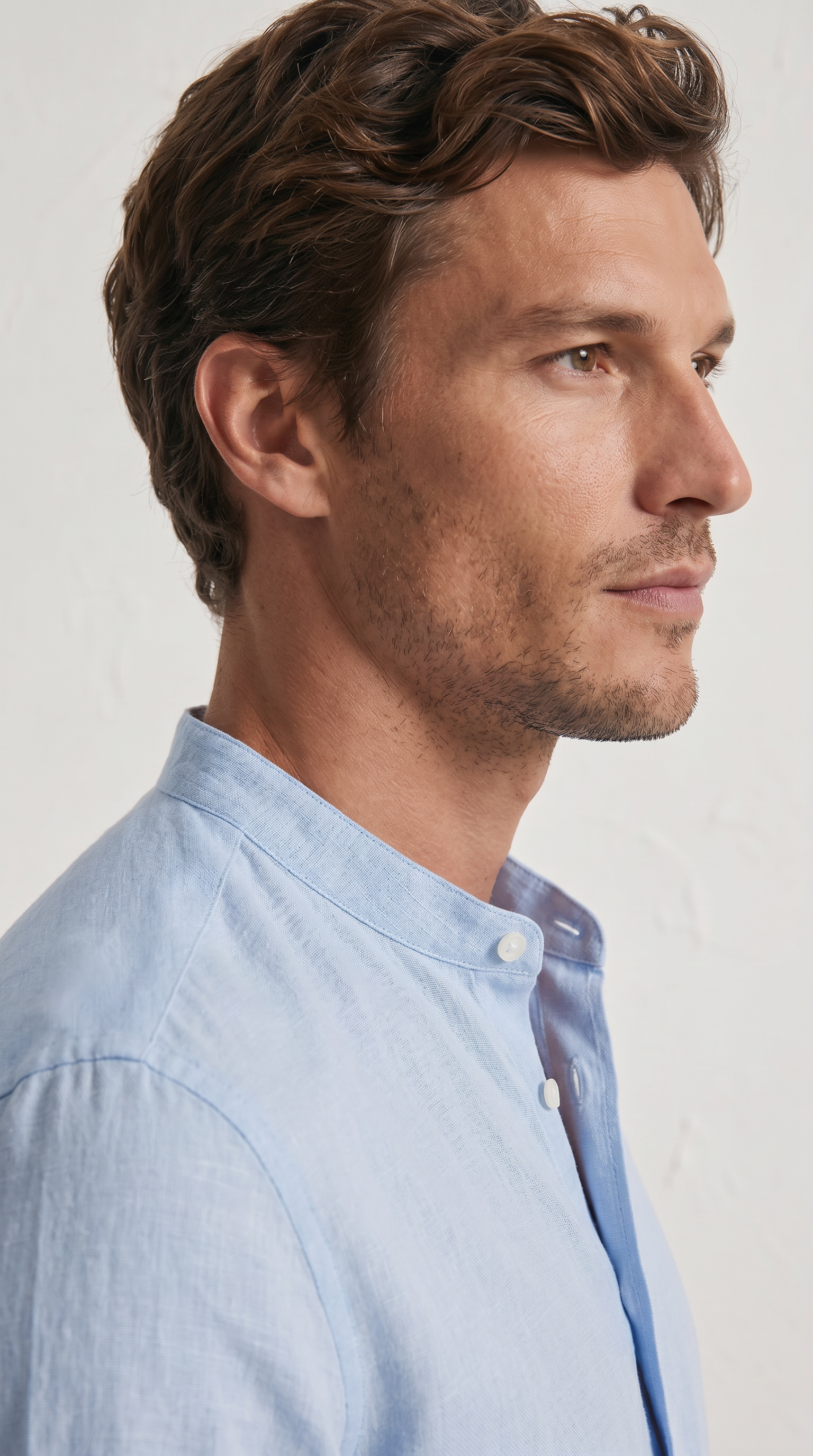 Luxurious Linen Mandarin Collar Shirt