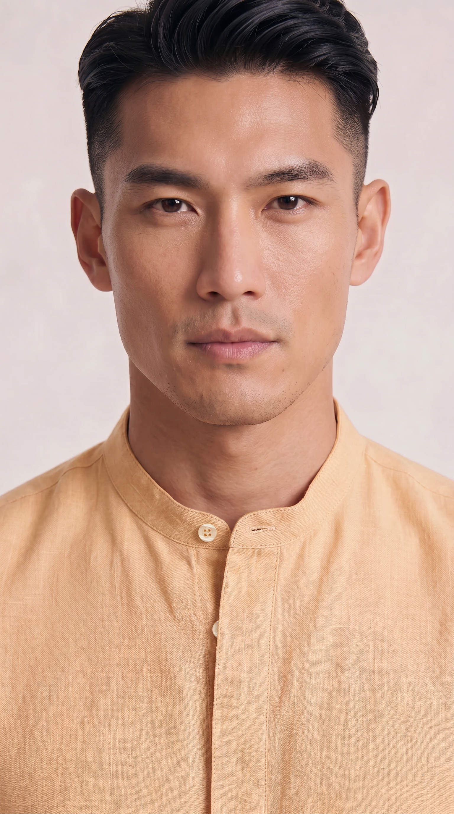 Tet Linen Mandarin Collar Shirt