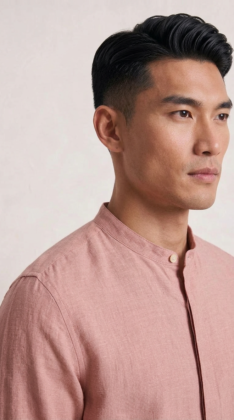 Tet Linen Mandarin Collar Shirt