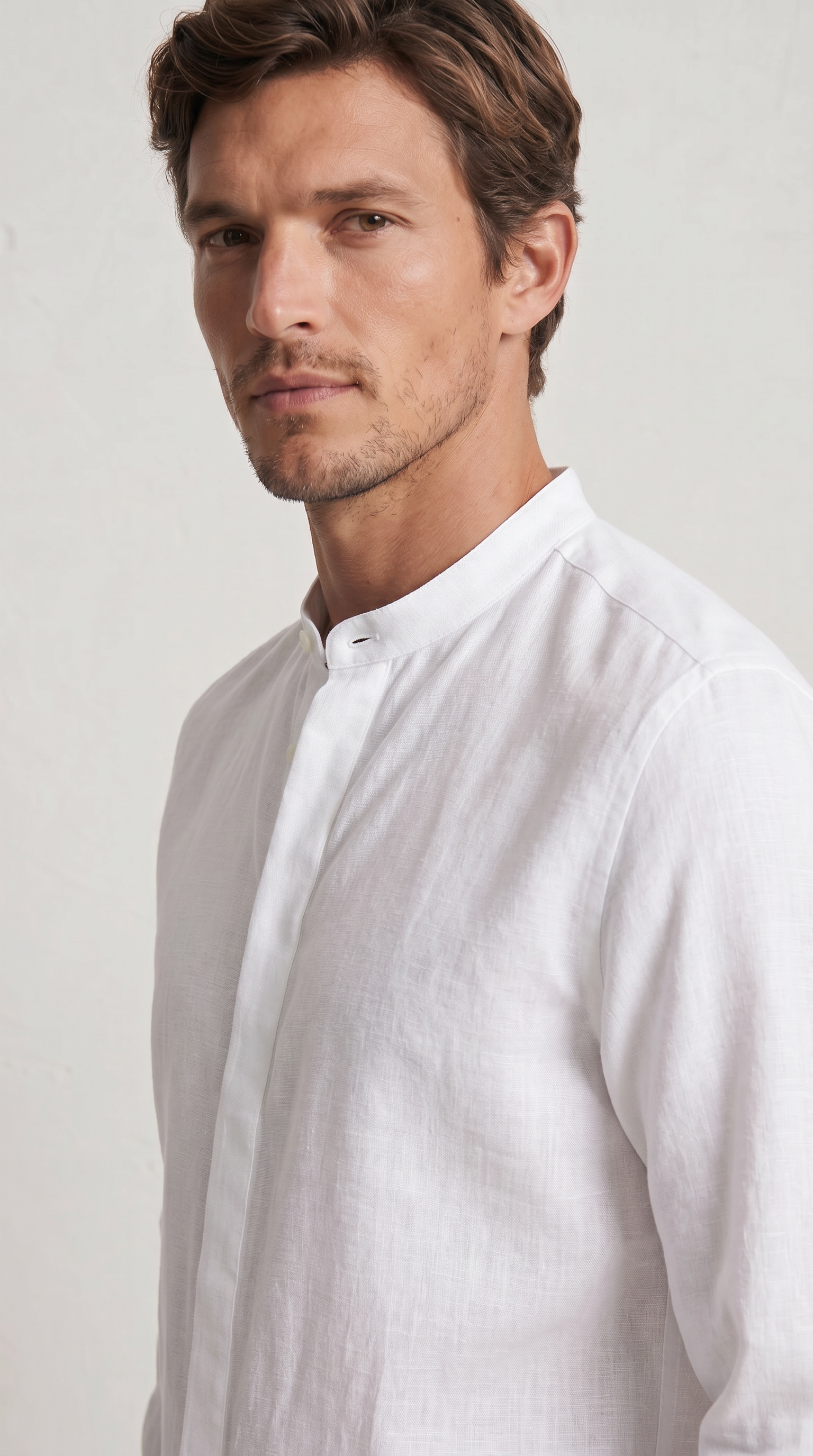 Luxurious Linen Mandarin Collar Shirt