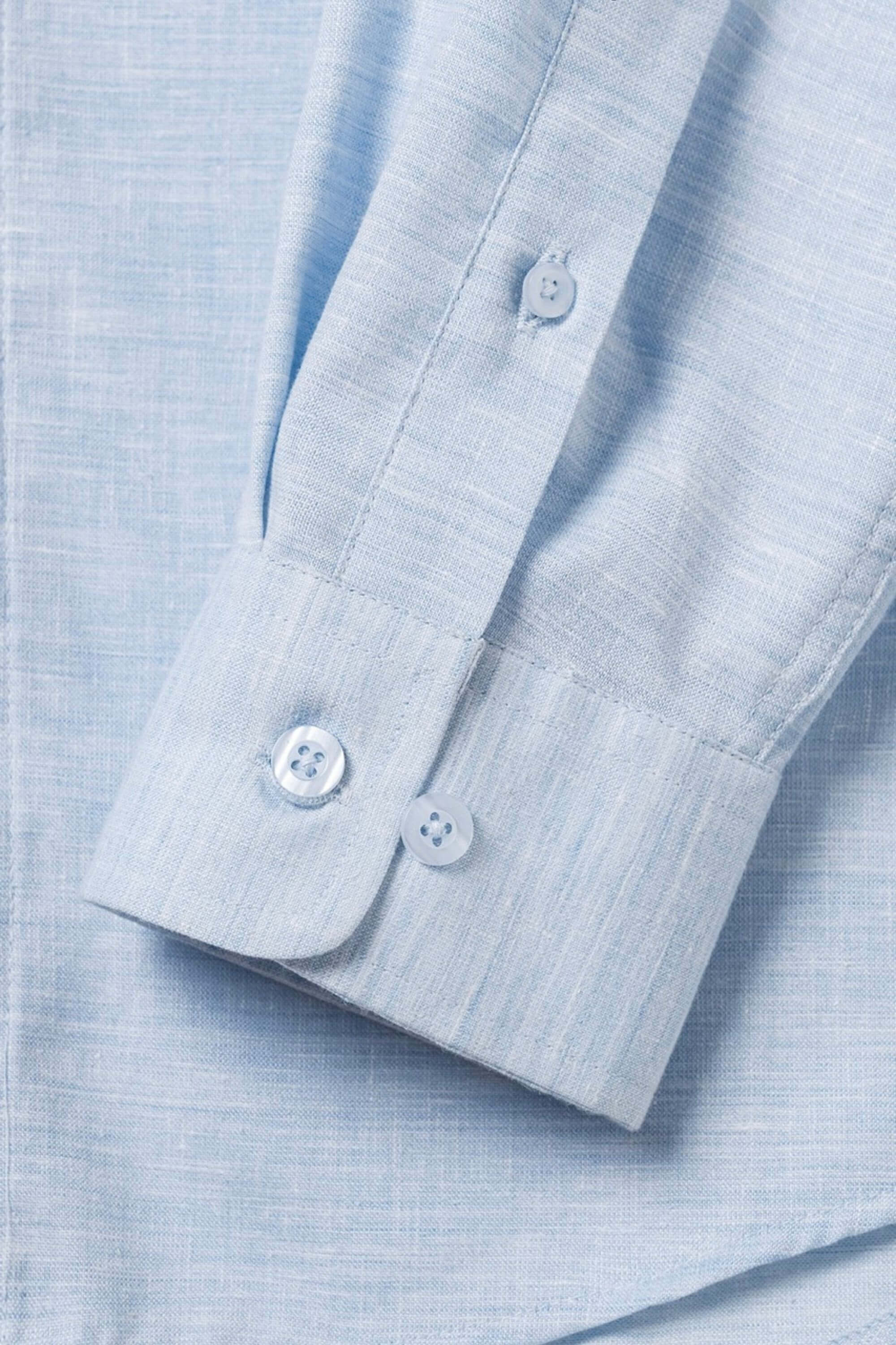 luxurious linen mandarin collar shirt light sleeve view blue #color_light blue