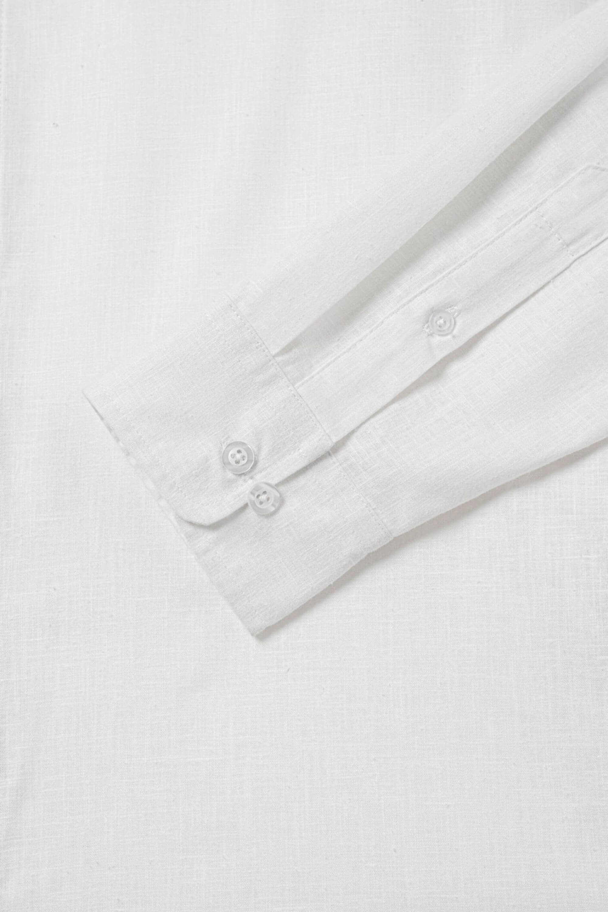 luxurious linen mandarin collar shirt white sleeve view #color_white