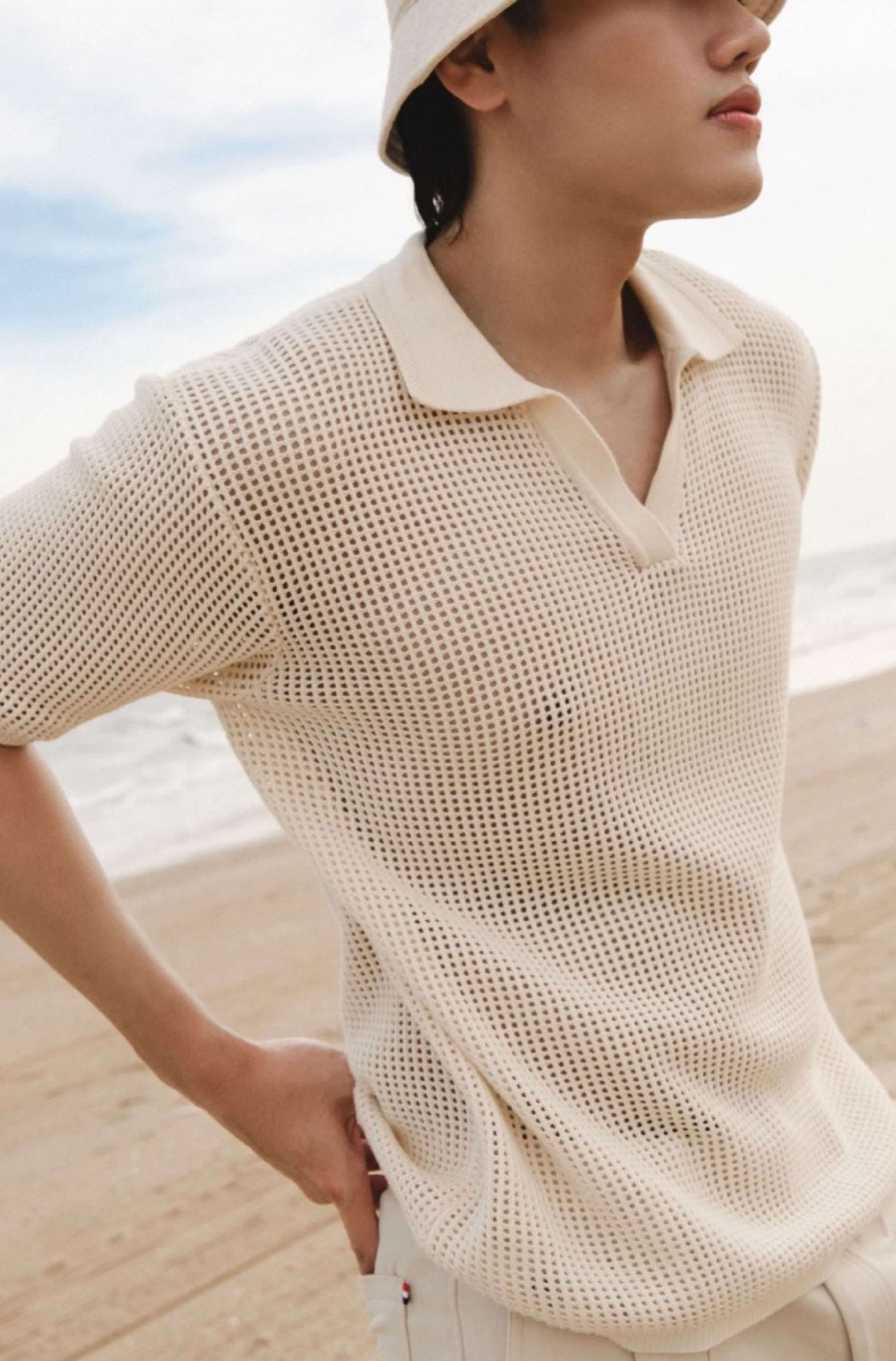 Men’s Coast knit polo shirt for the beach
