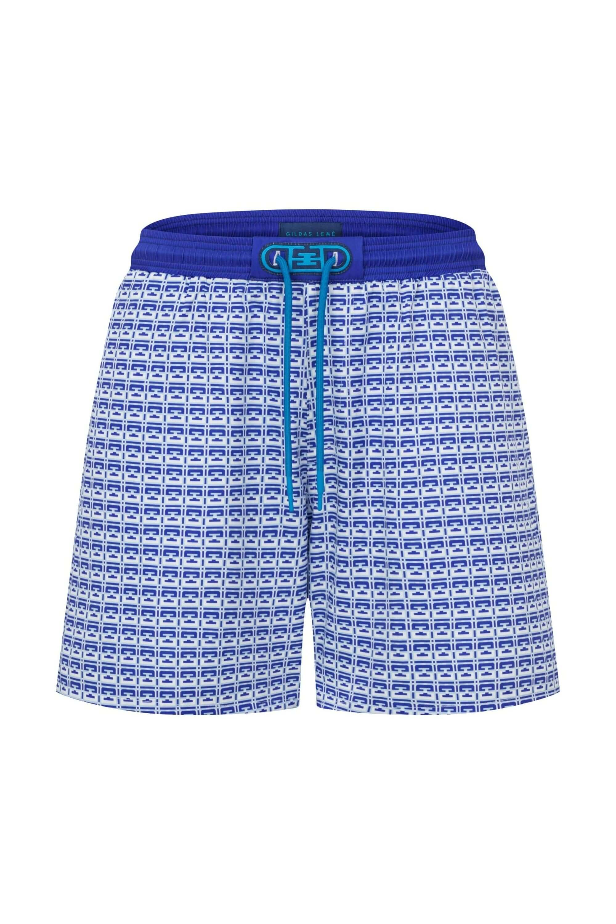 monogram edition swim trunk front view #color_pool blue