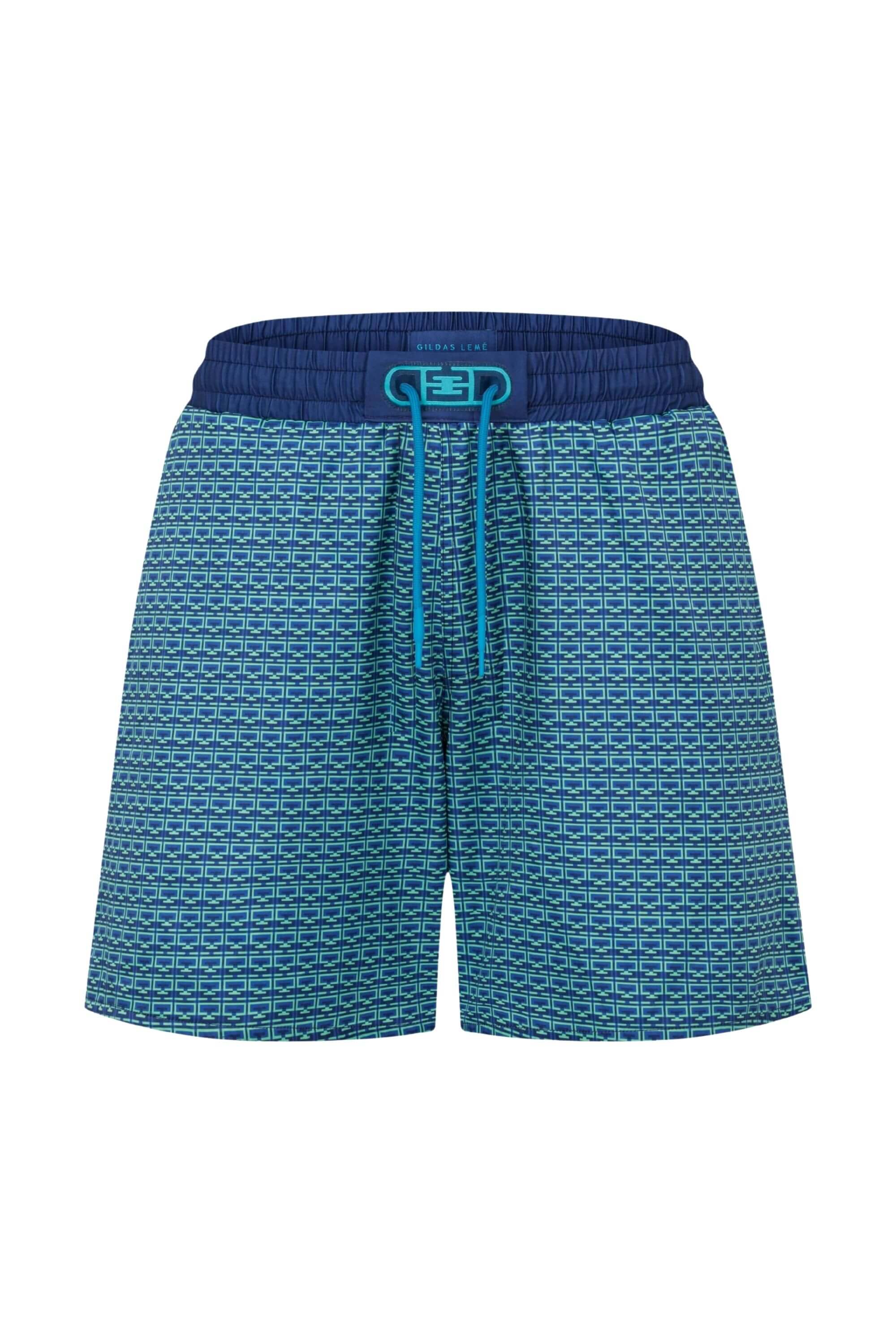 monogram edition swim trunk ocean green front view #color_ocean green