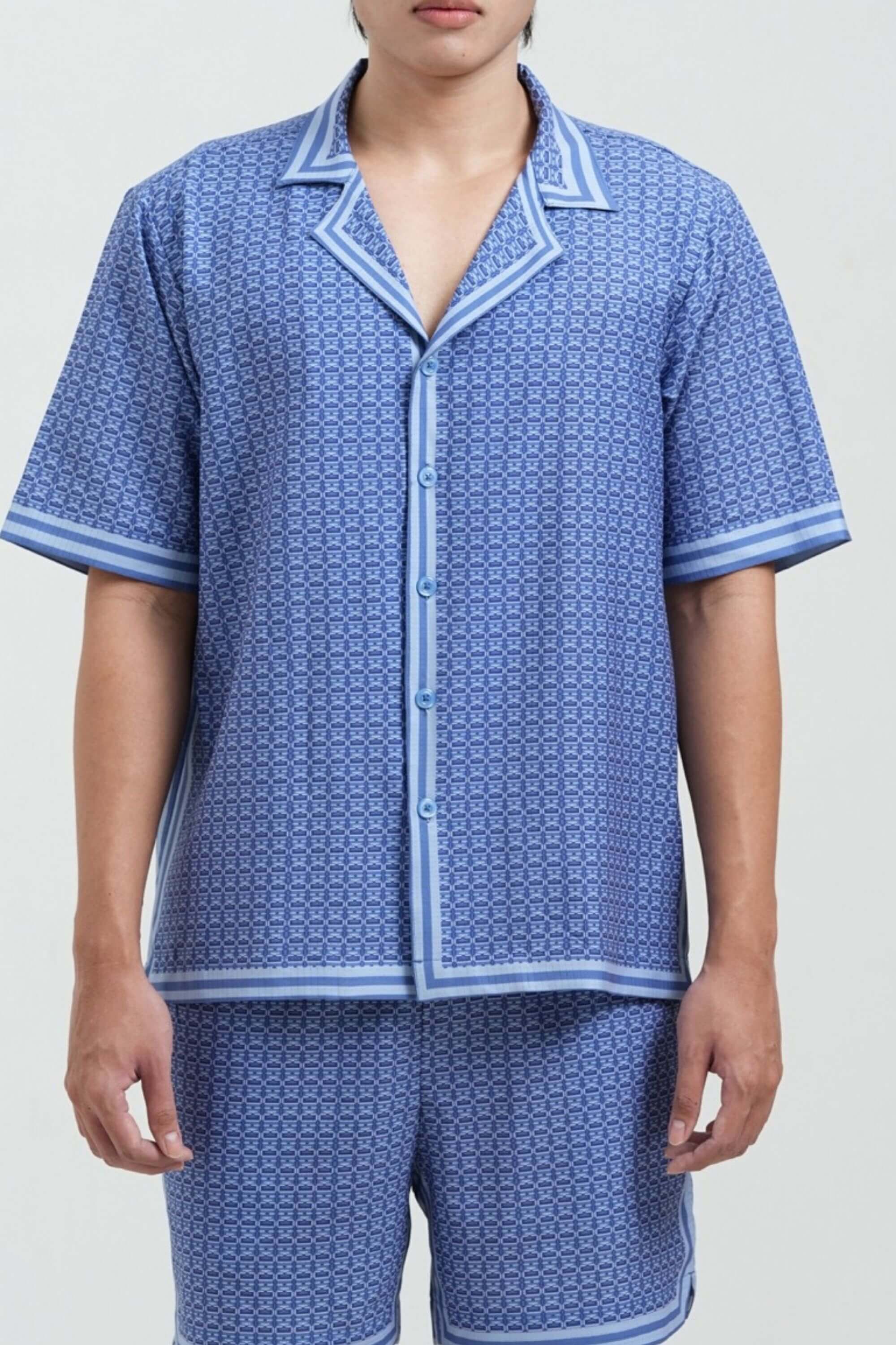 monogram resort set front view on model