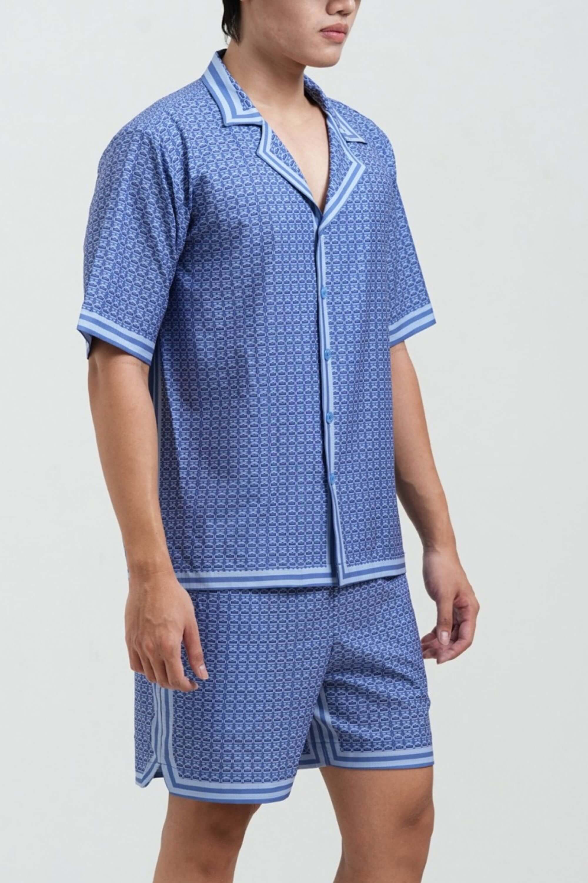 monogram resort set side view on model