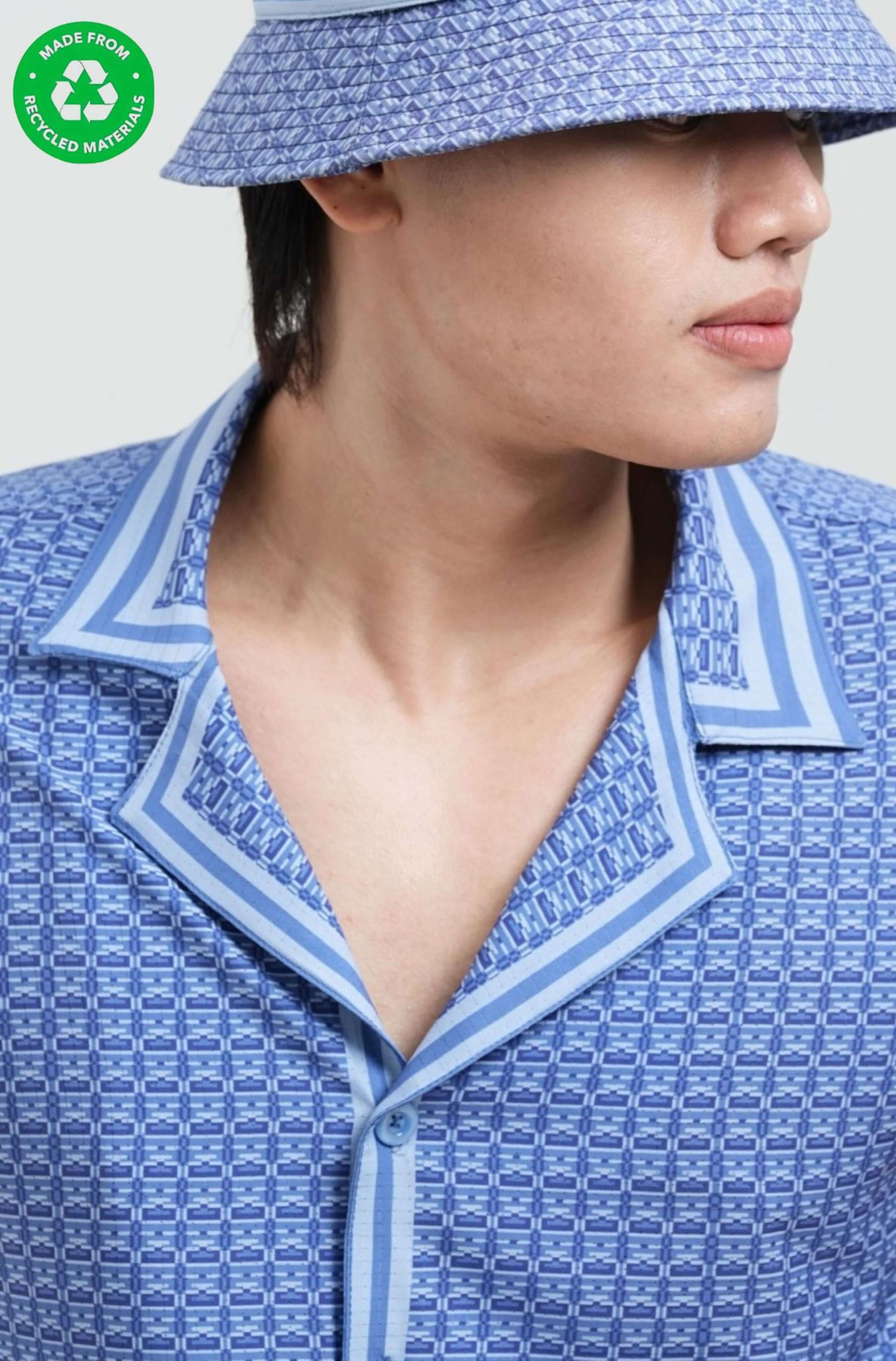 Collar detail of Monogram resort shirt for men