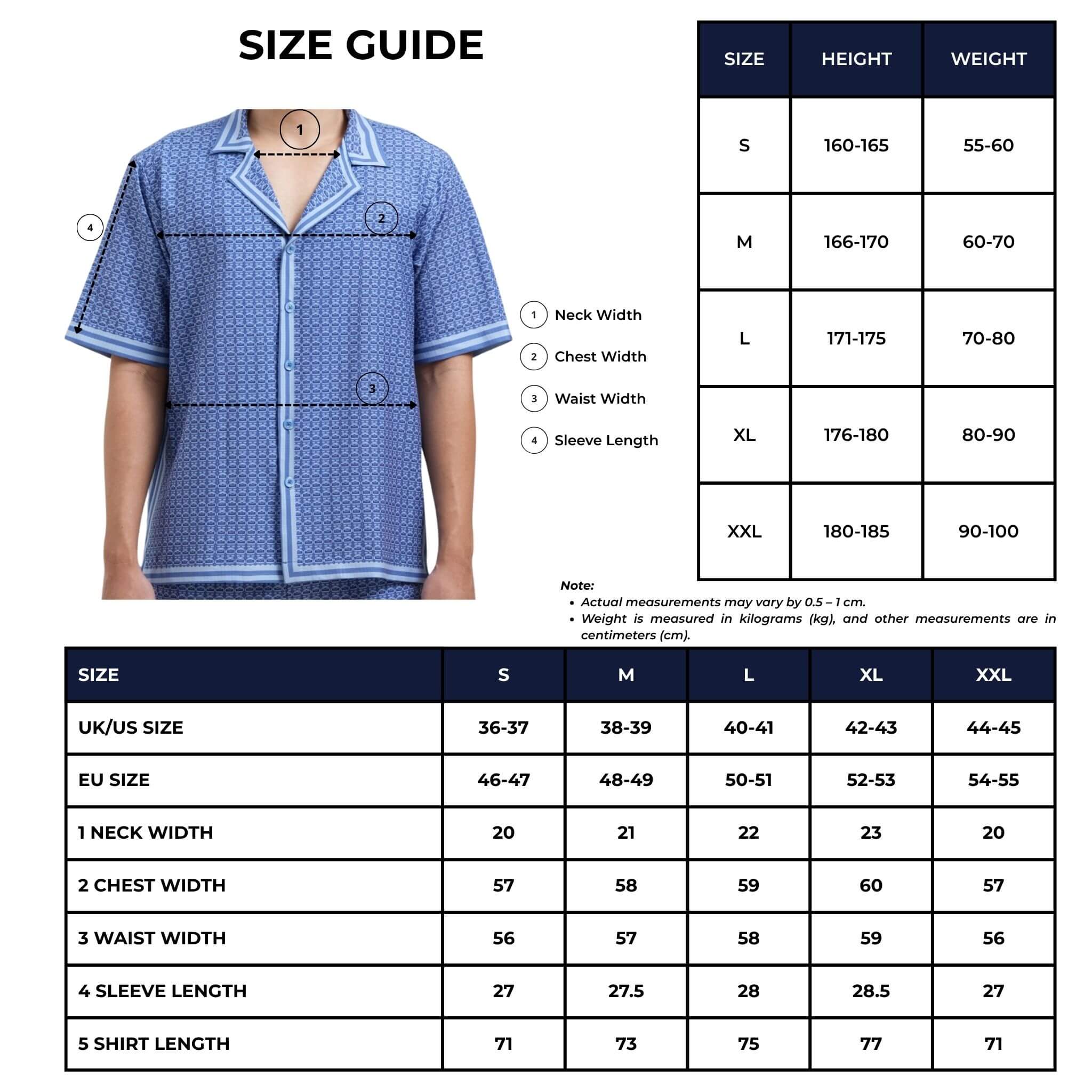 monogram resort shirt size chart