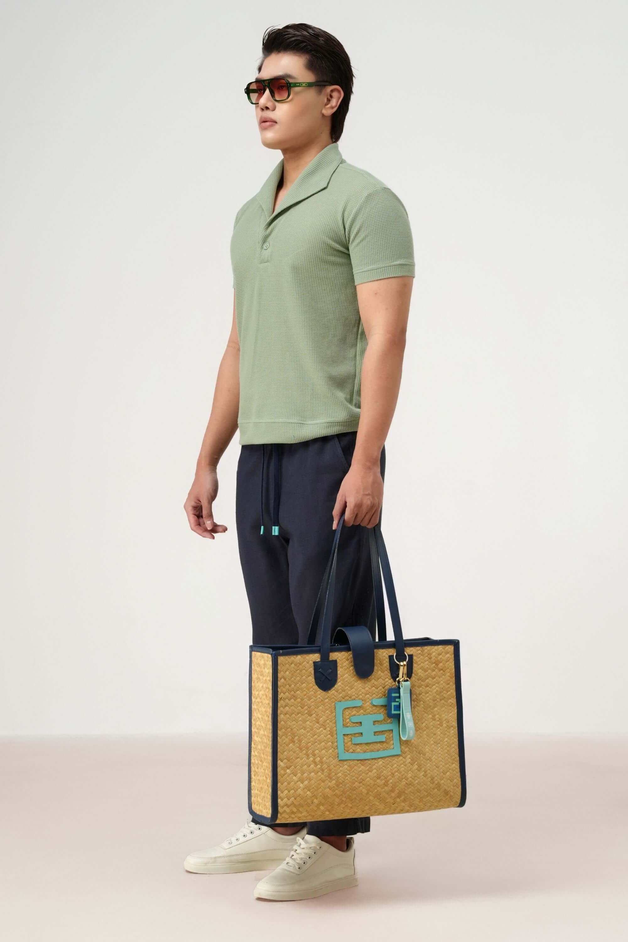 palma polo shirt mint and linen pant #color_mint