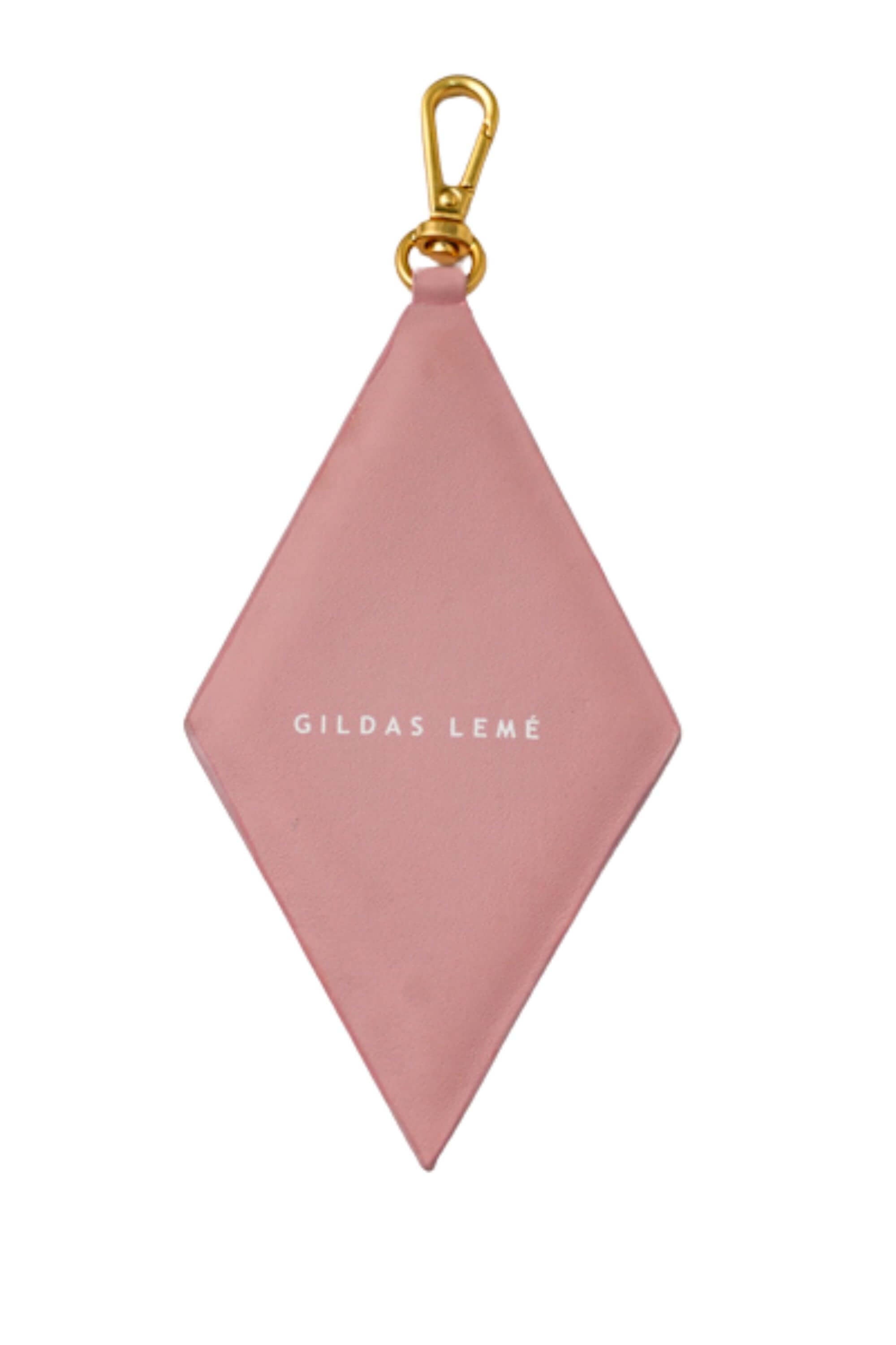 paradise edition bag charms diamond-shaped with palm tree design and gold clasp - back View #color_pink rose