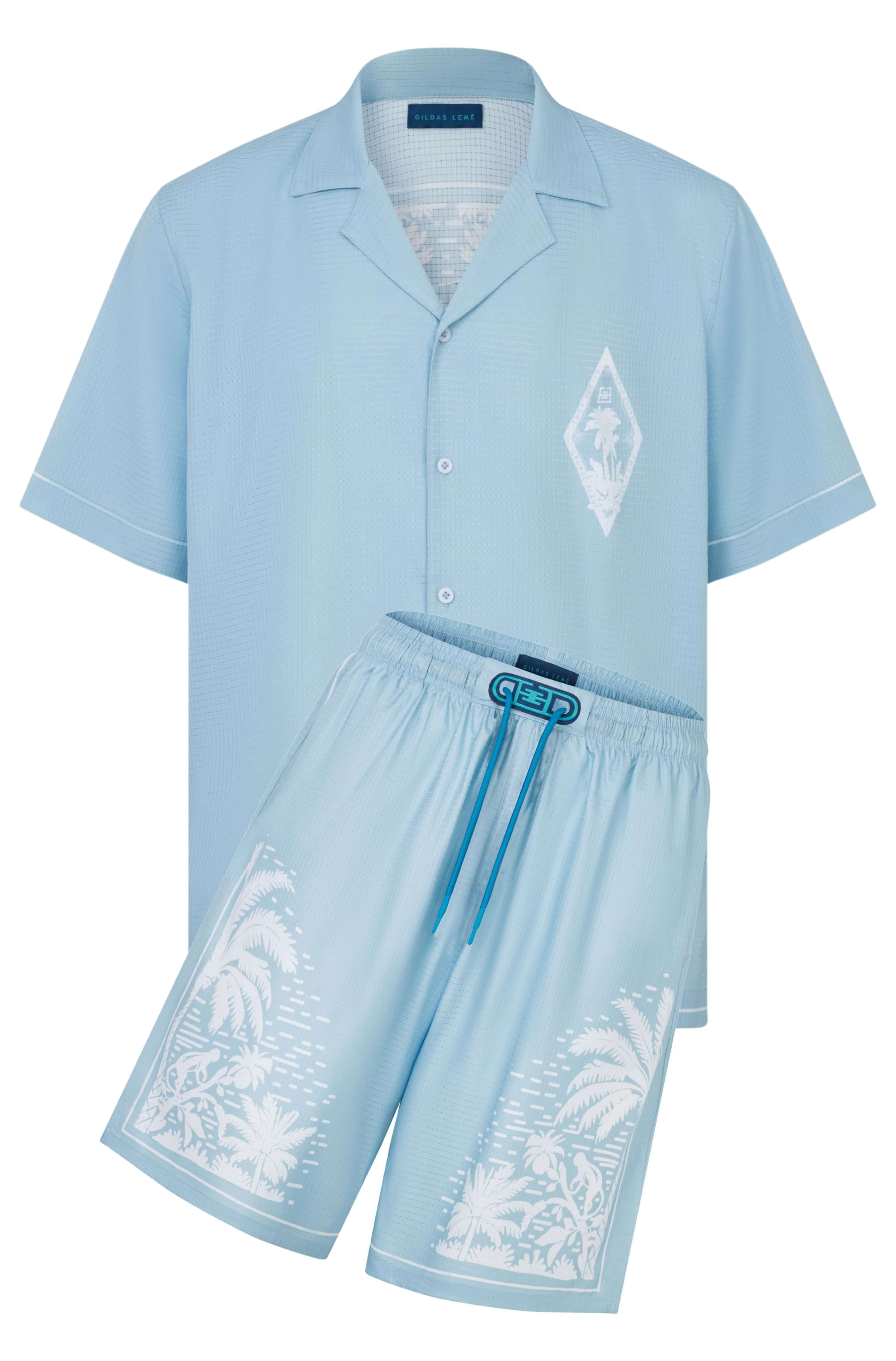 Light blue Pink Paradise resortwear set for men