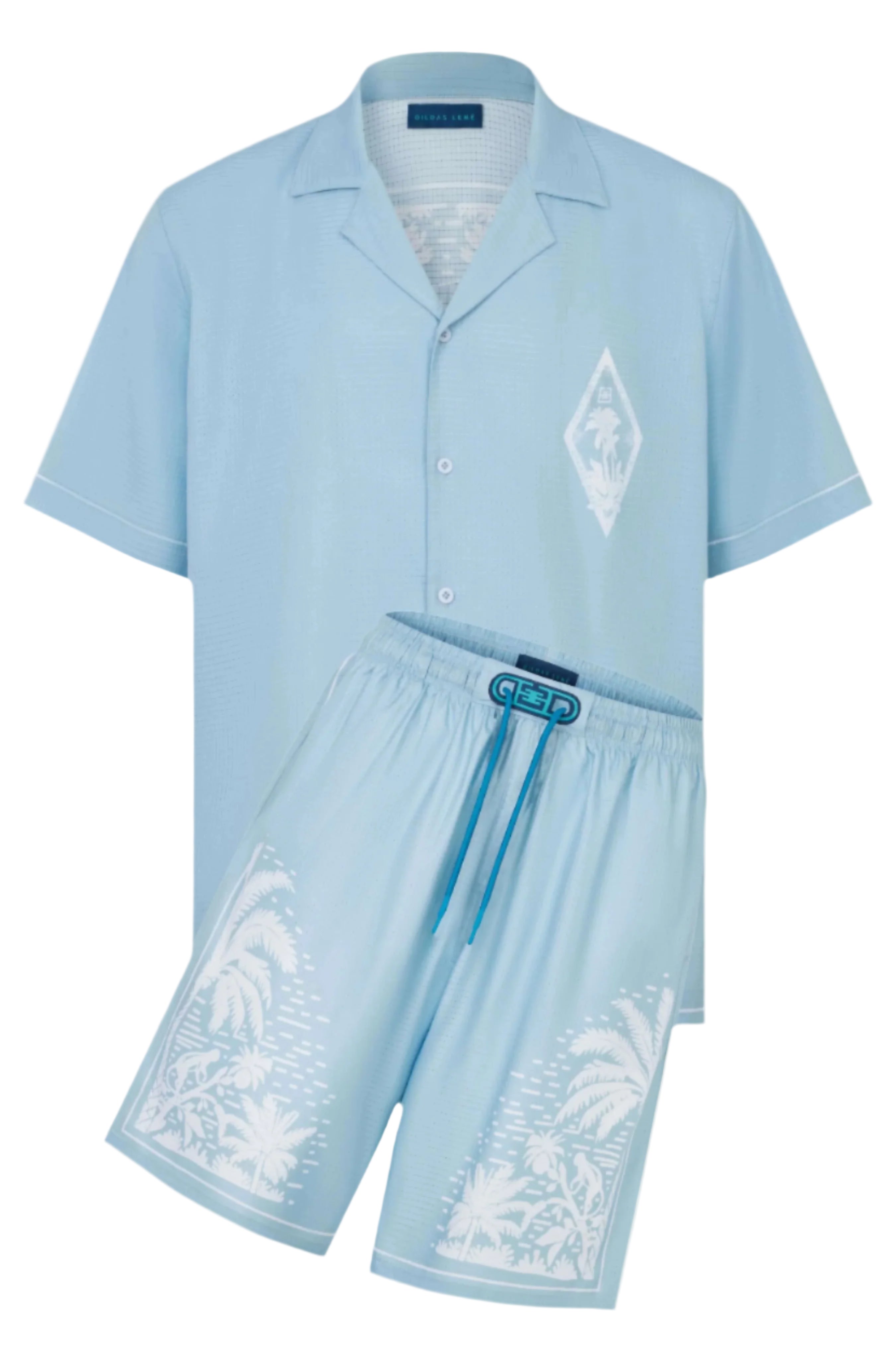 pink paradise resort set light blue view flatlay #color_light blue