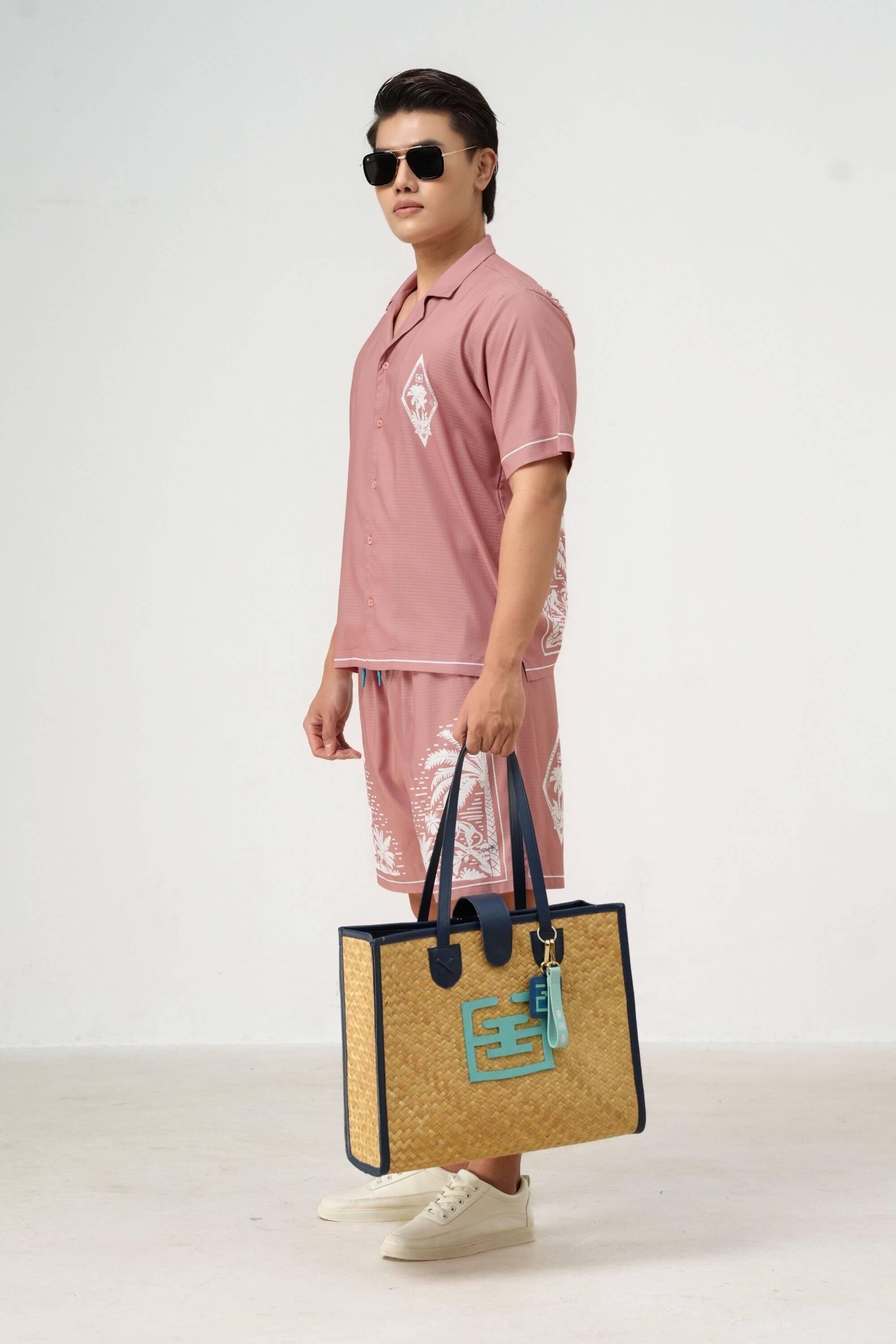 pink paradise resort set pink rose side view on model #color_pink rose