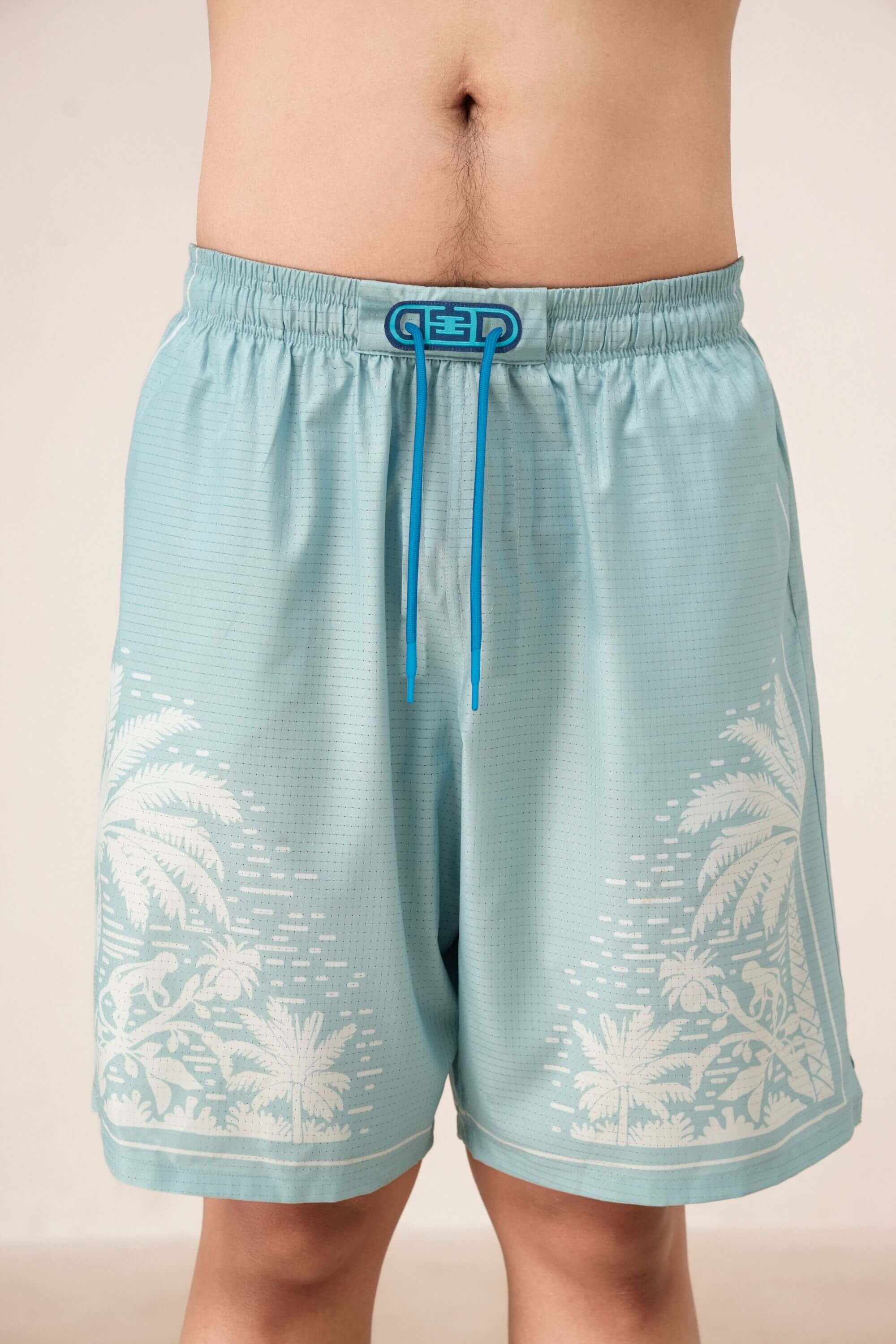 pink paradise resort short light blue on model #color_light blue 