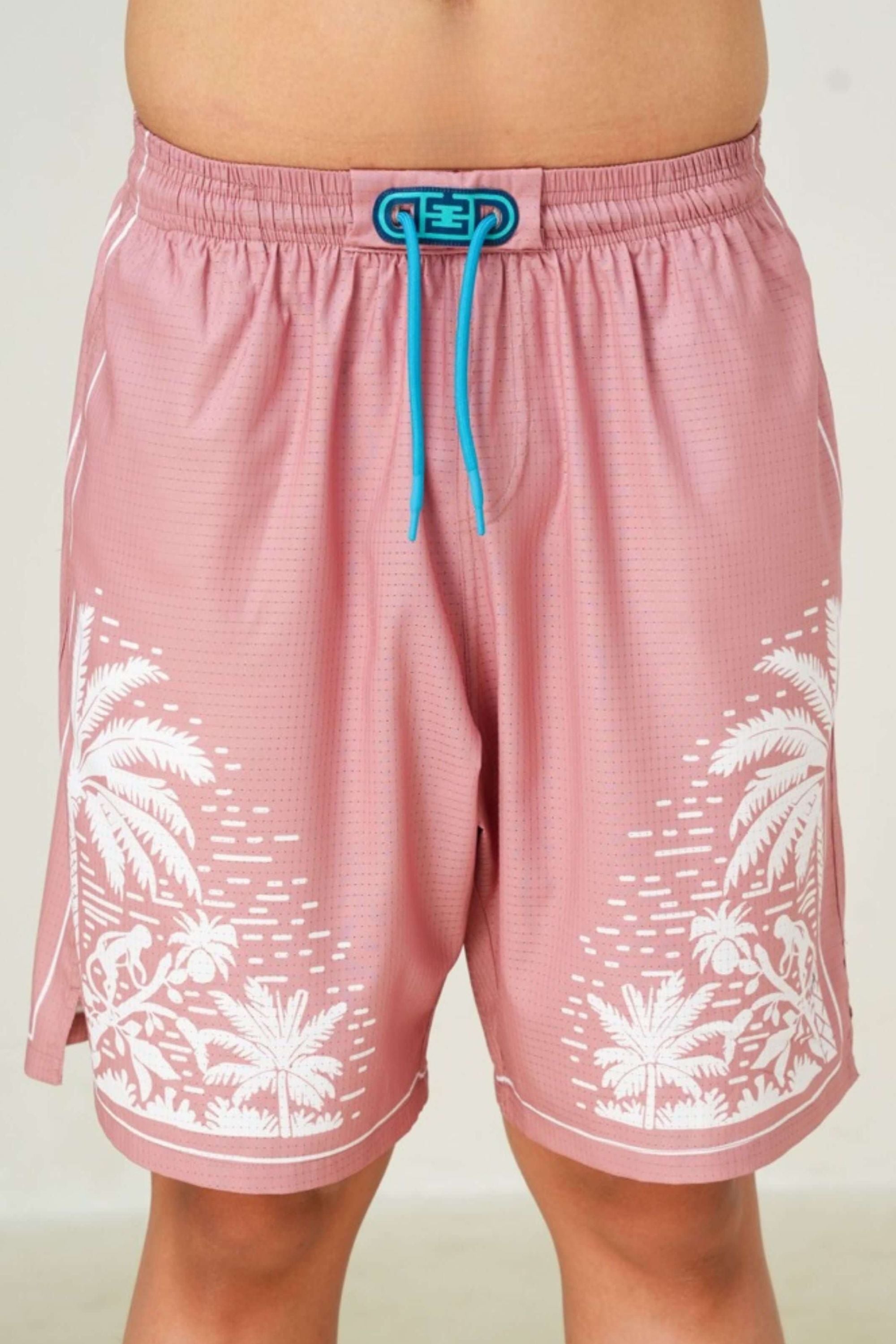 pink paradise resort short pink rose front view on model #color_pink rose