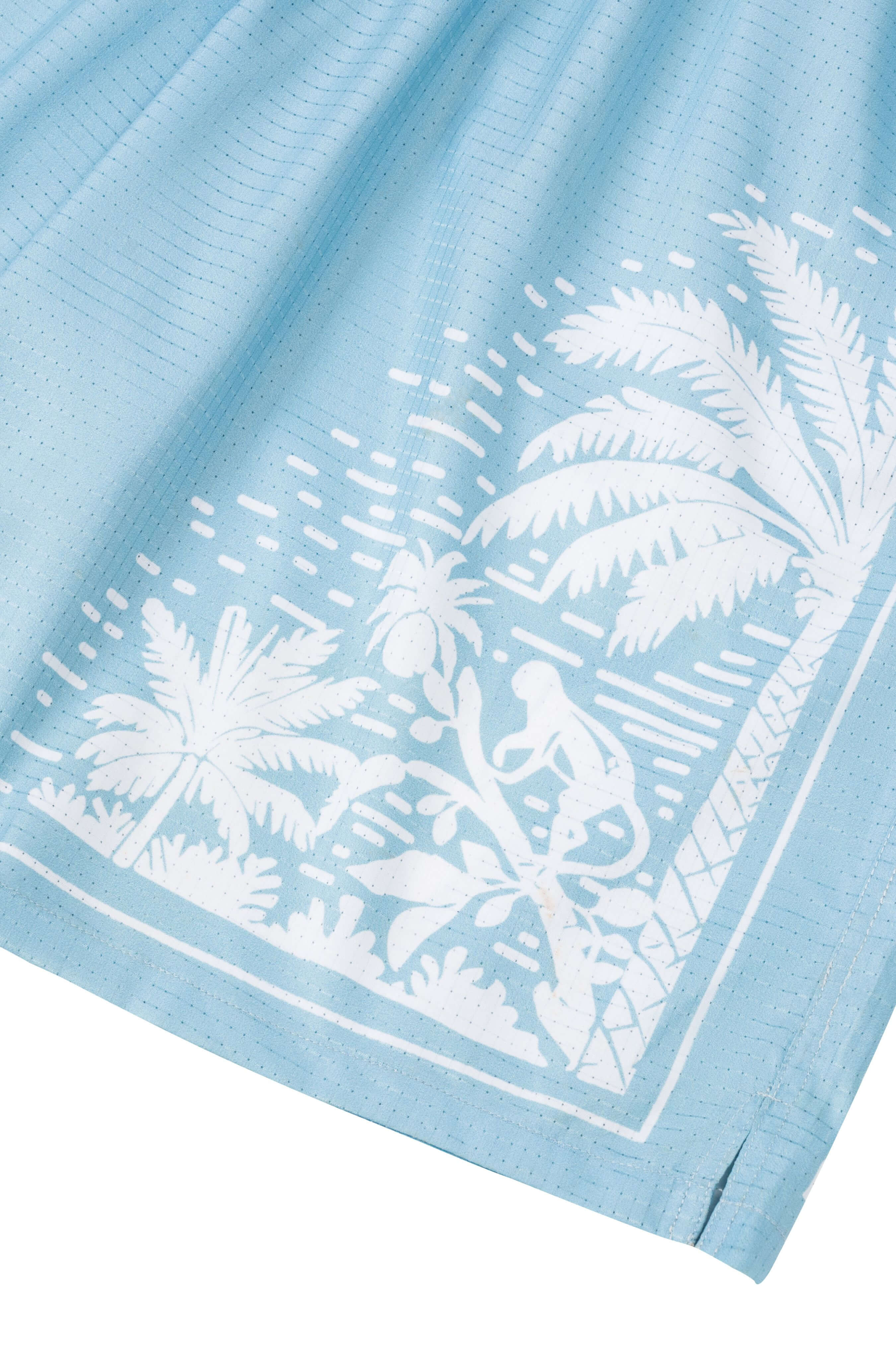 Printed pattern on Pink Paradise resort shorts