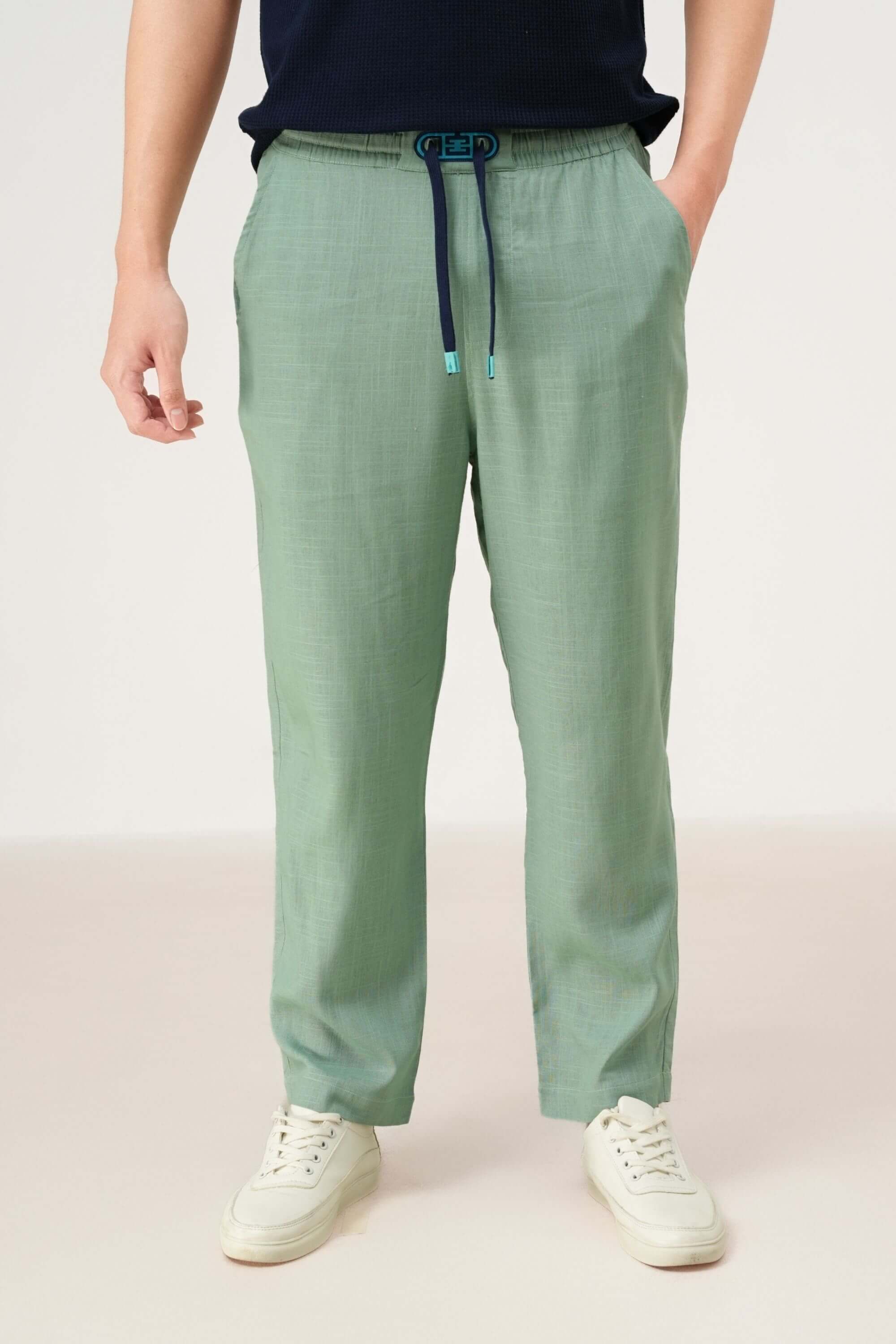 ramatuelle linen pant front view on model #color_mint