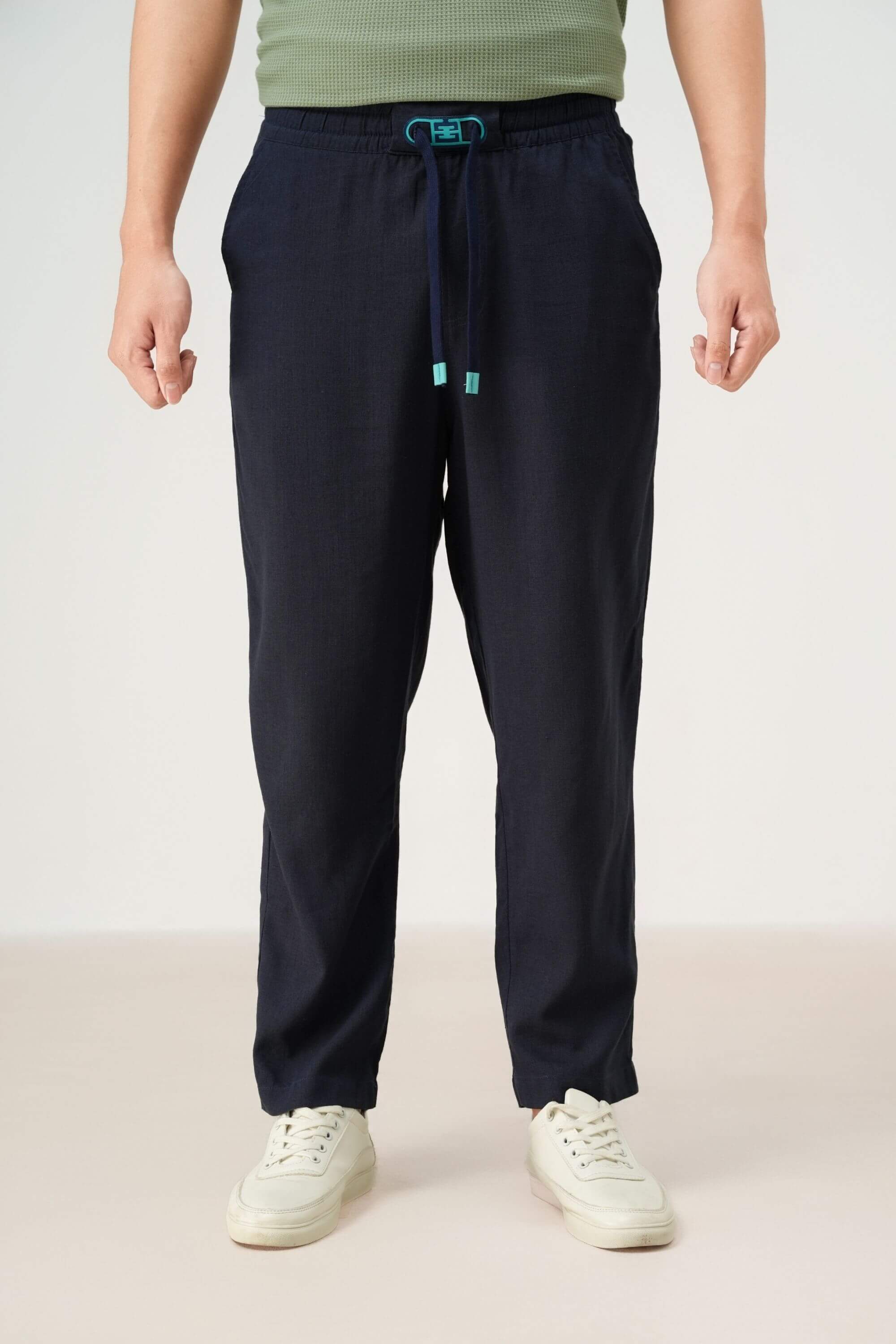 ramatuelle linen pant navy view on model #color_navy