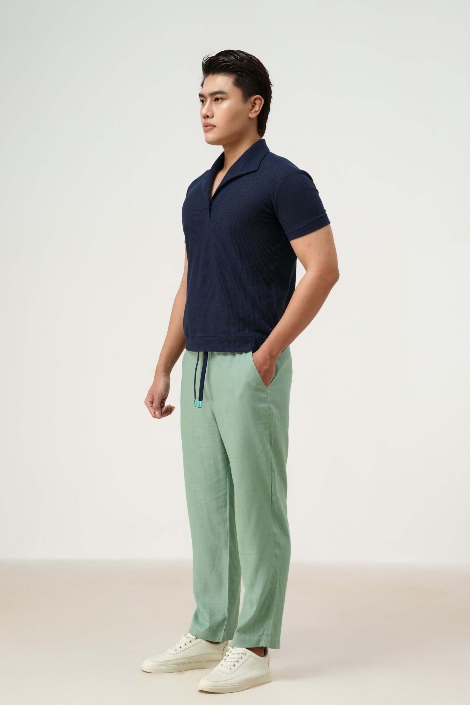 ramatuelle linen pant view on model #color_mint