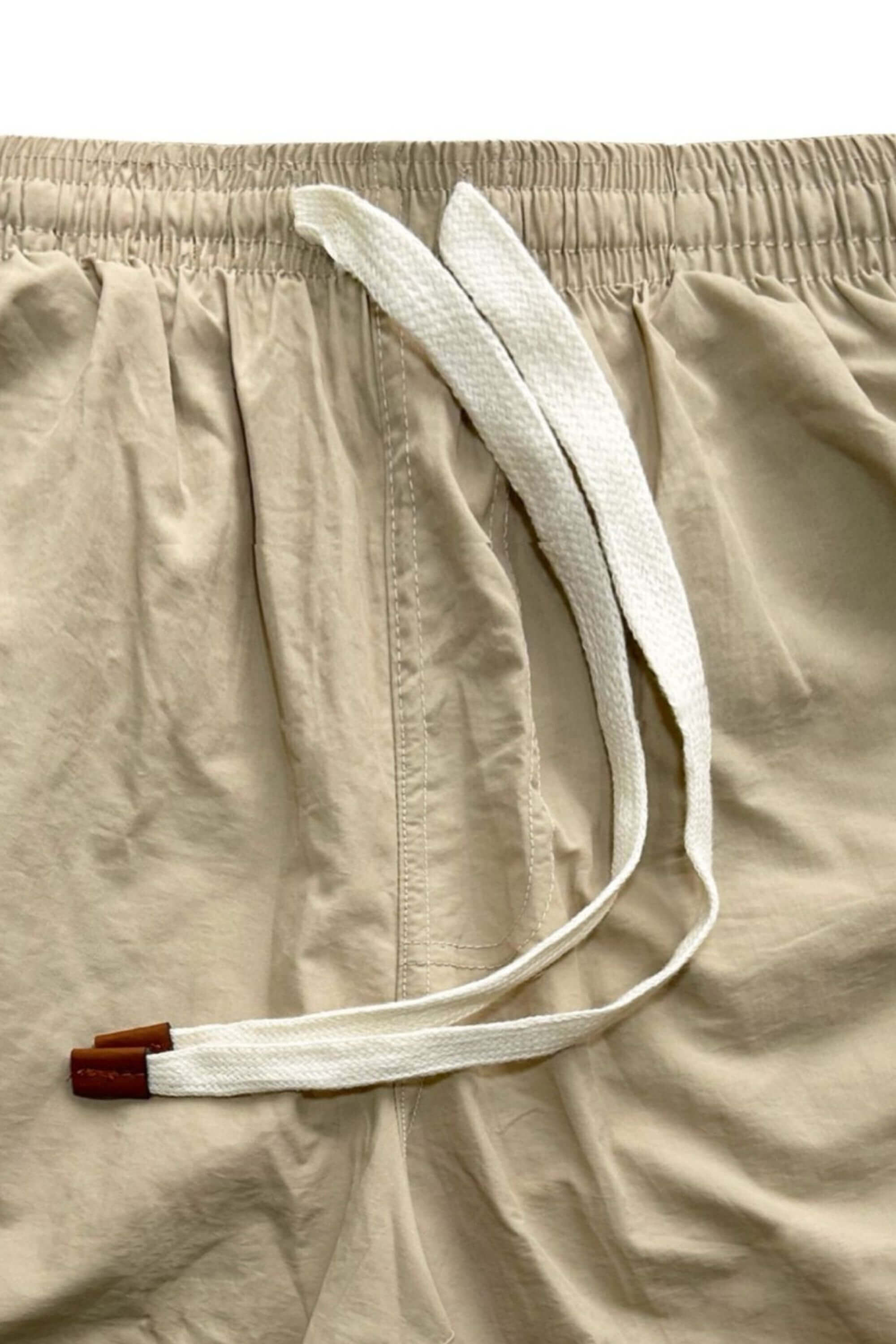 rhuys swim short beige with elastic waistband and drawstring #color_beige