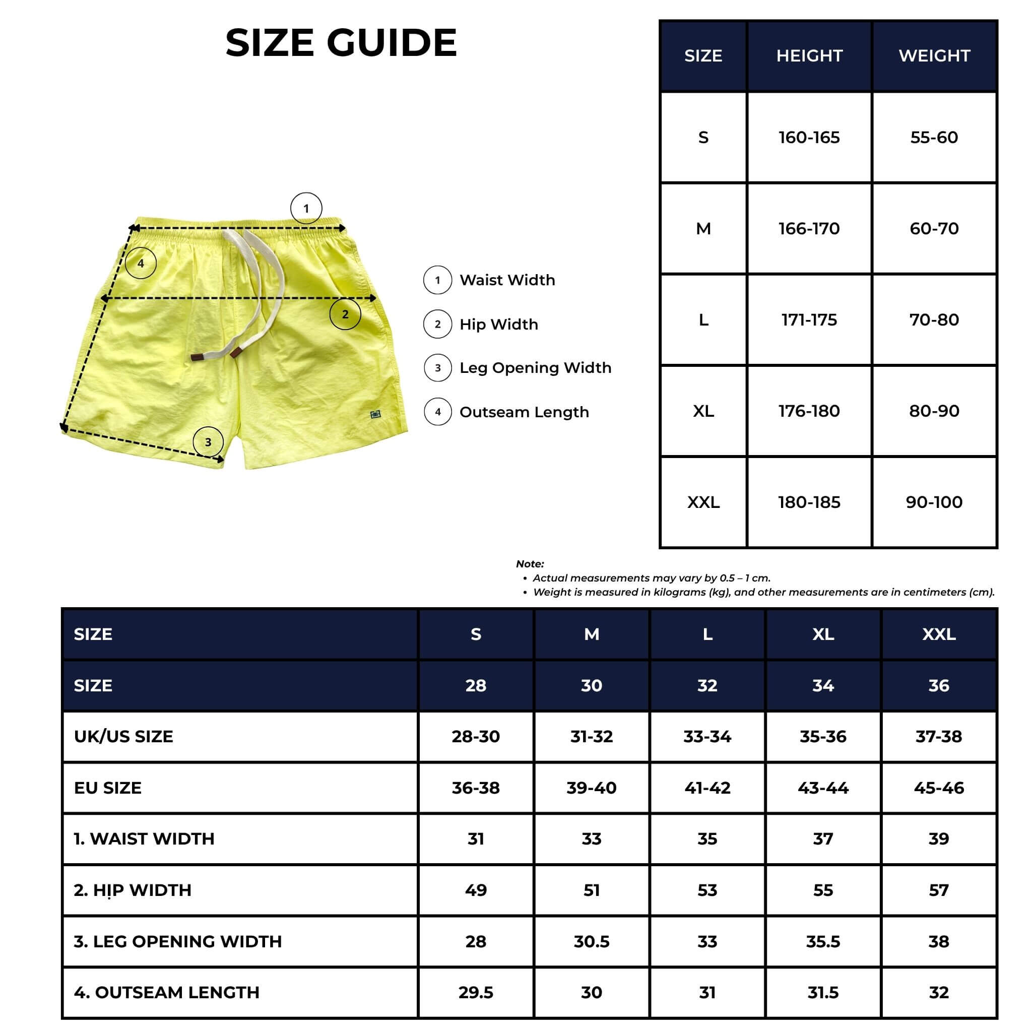 rhuys swim short size chart
