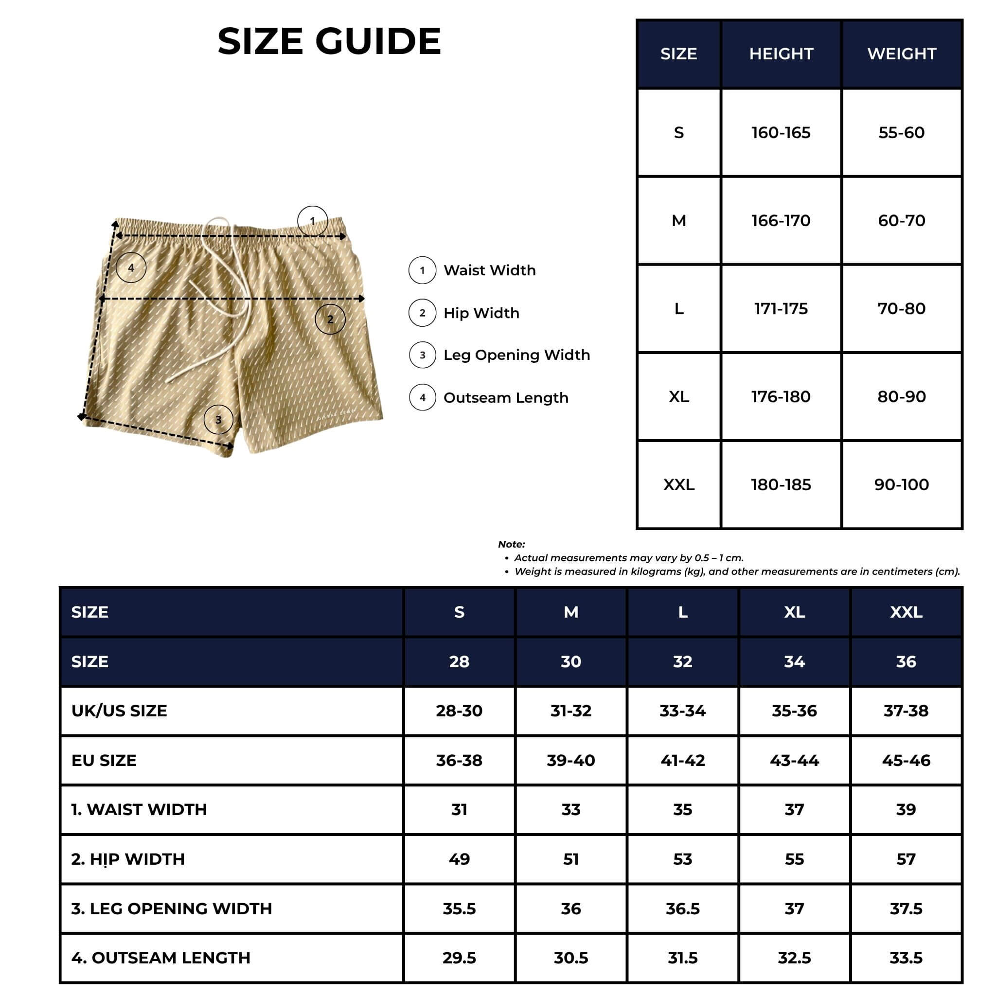 accent swim short size chart 