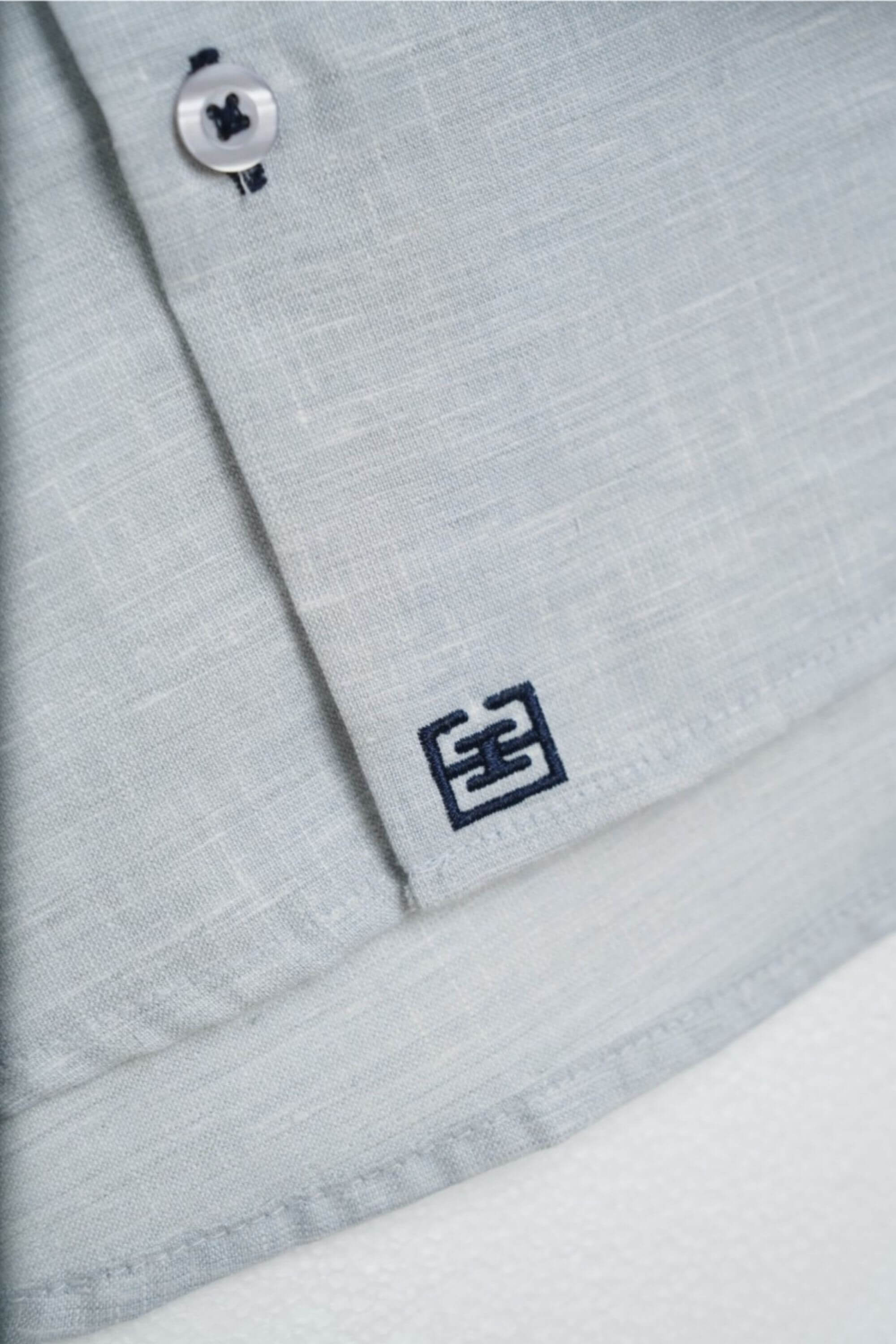 st.raphael linen shirt tag logo view