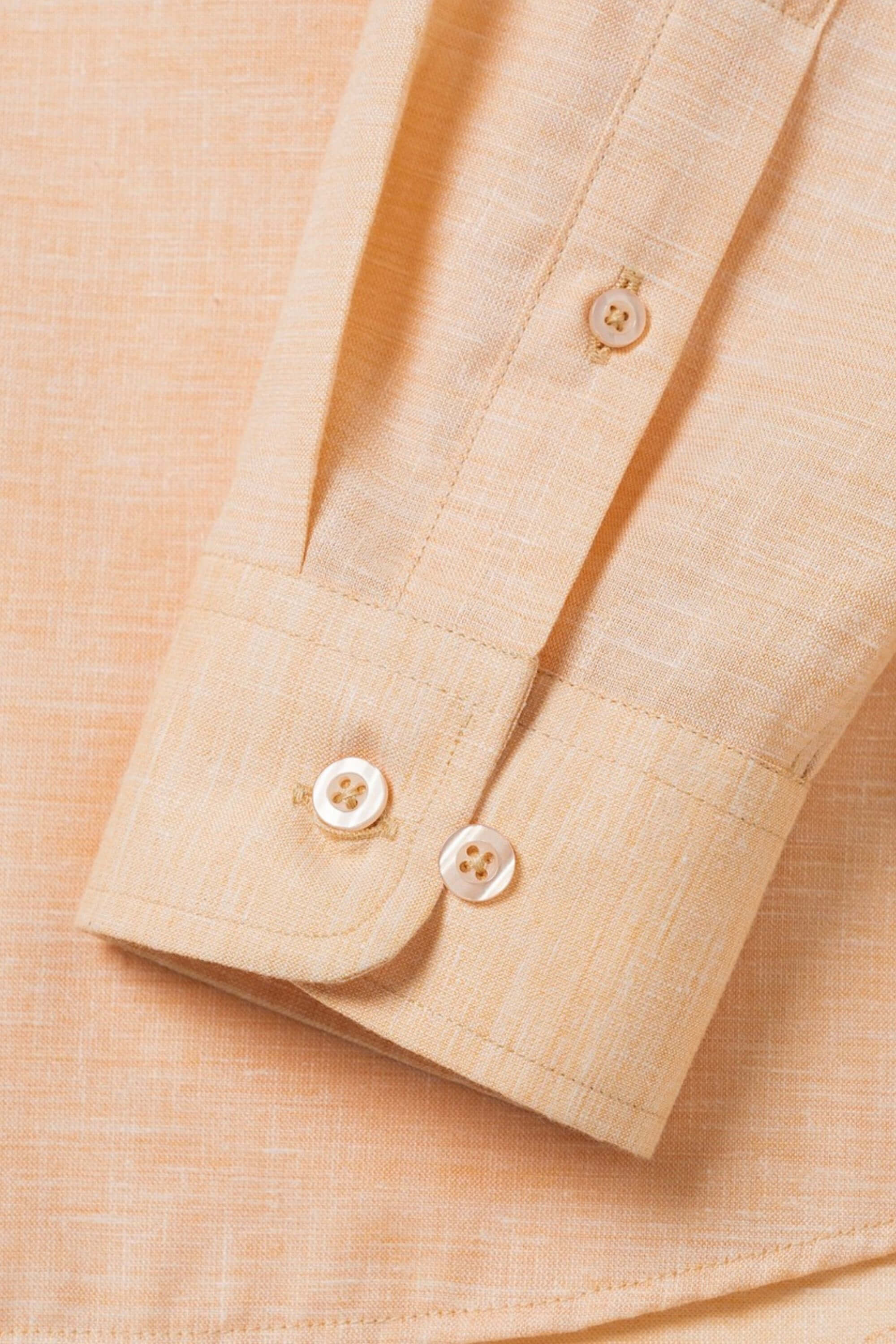 tet linen mandarin collar shirt golden sleeve view #color_golden orange